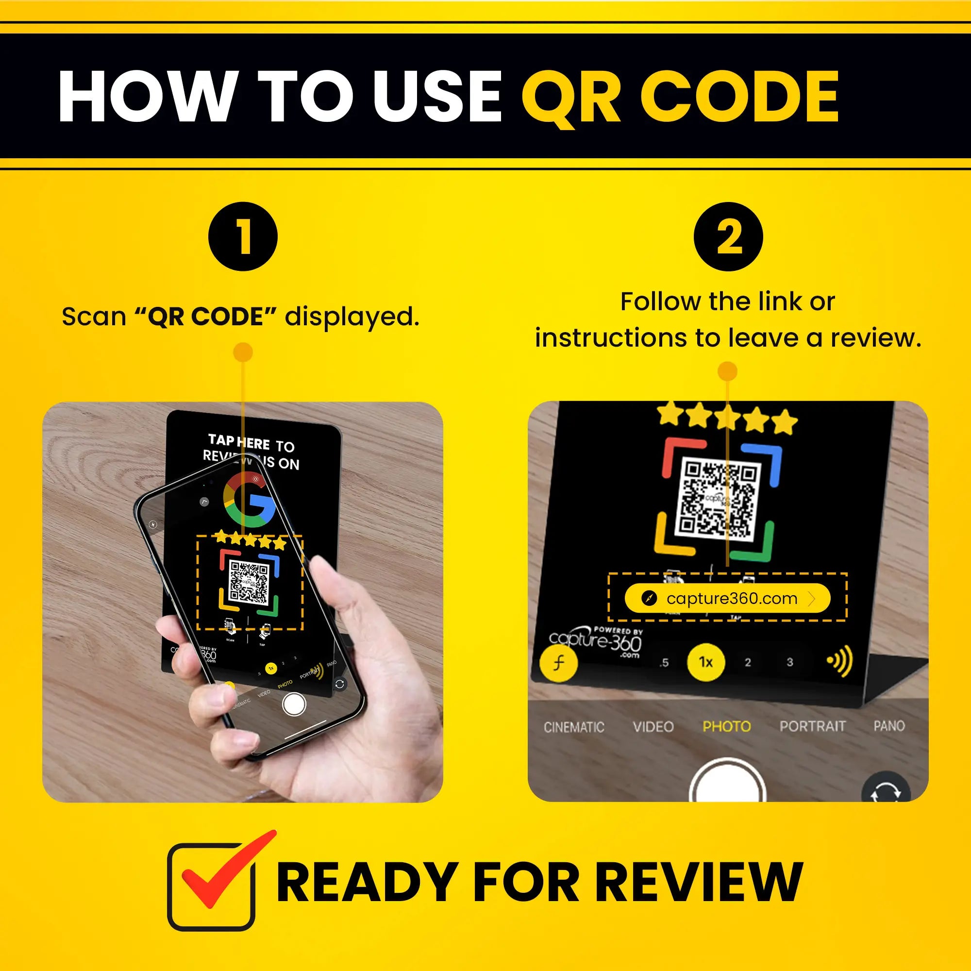 Google Review Stand by Capture 360