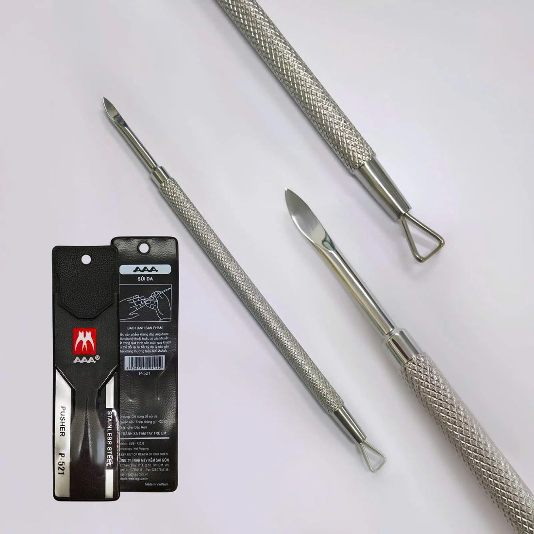 AAA Stainless Steel Cuticle Pusher & Cleaner – P-521