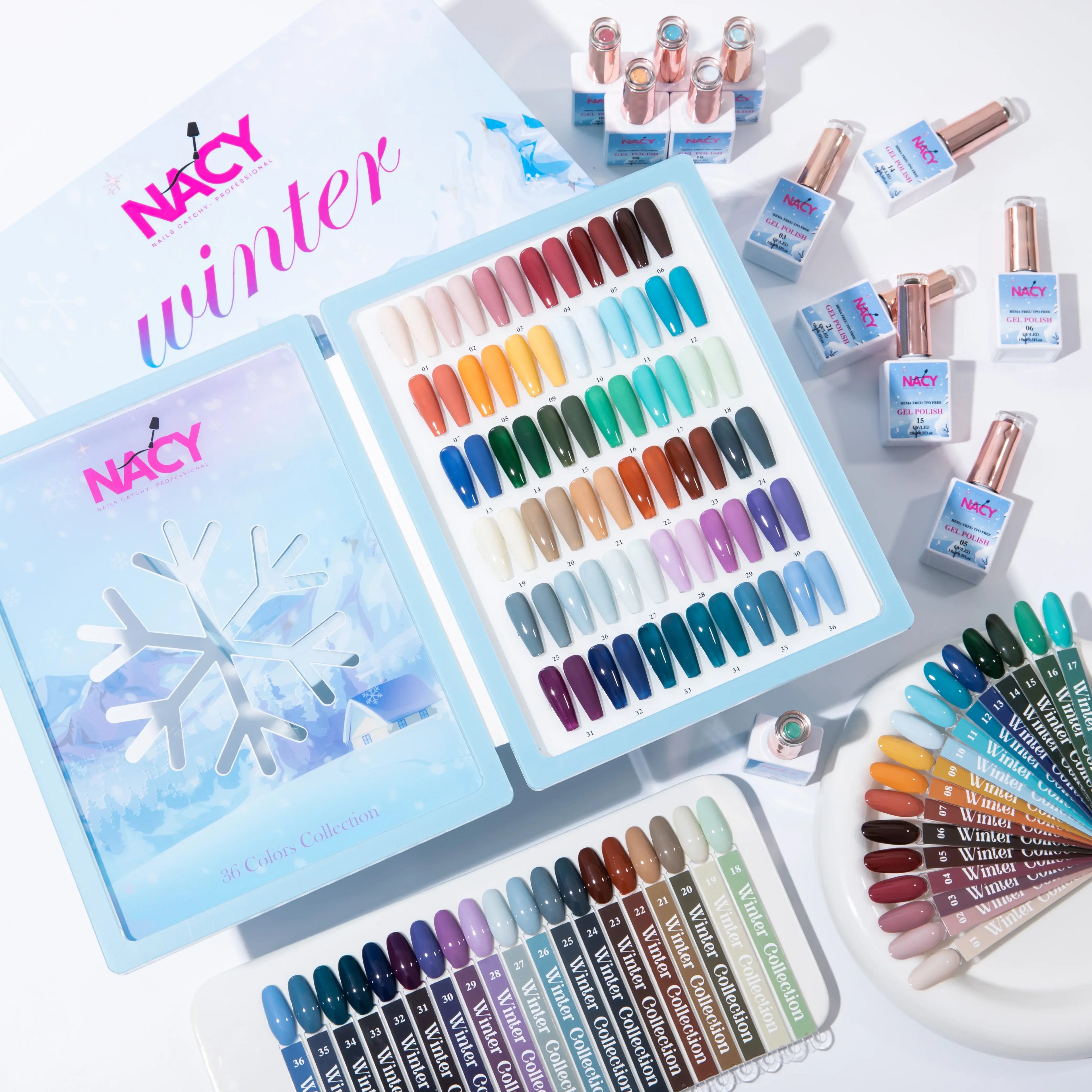 Nacy Full Set Winter Gel 36 Colors - HEMA TPO free / Free 1 Color Chart Display Book & Swatches