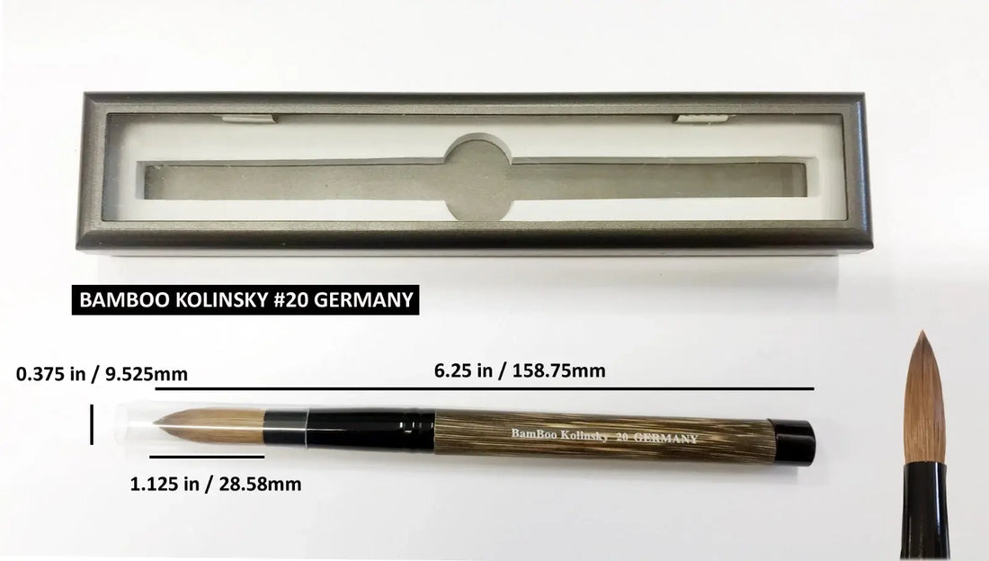 100% Bamboo Kolinsky Hair Acrylic Uncrimped GERMANY Brush (