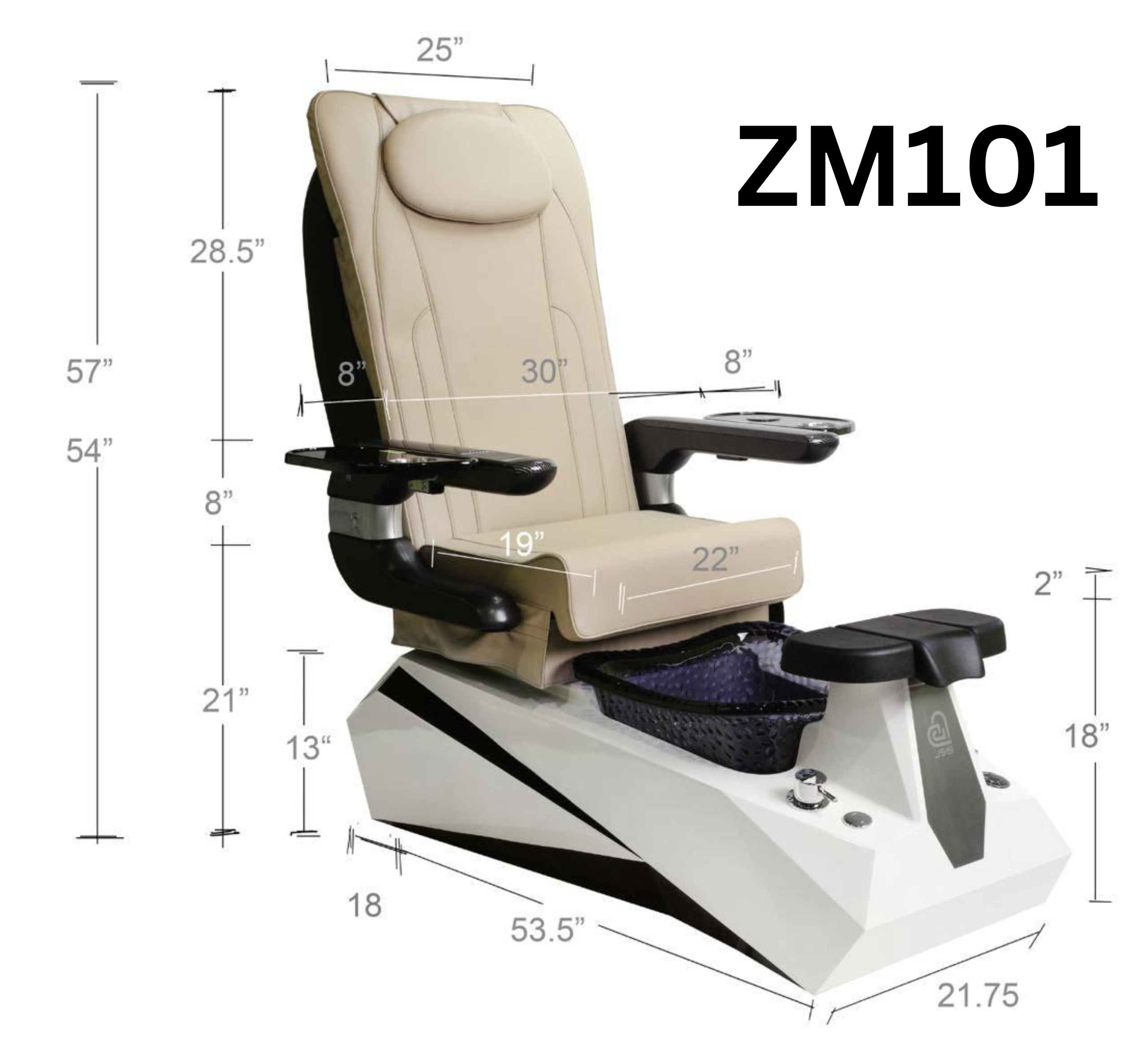 JSIS - Pedicure Spa Chair - ZM101 - FREE Oliver Stool
