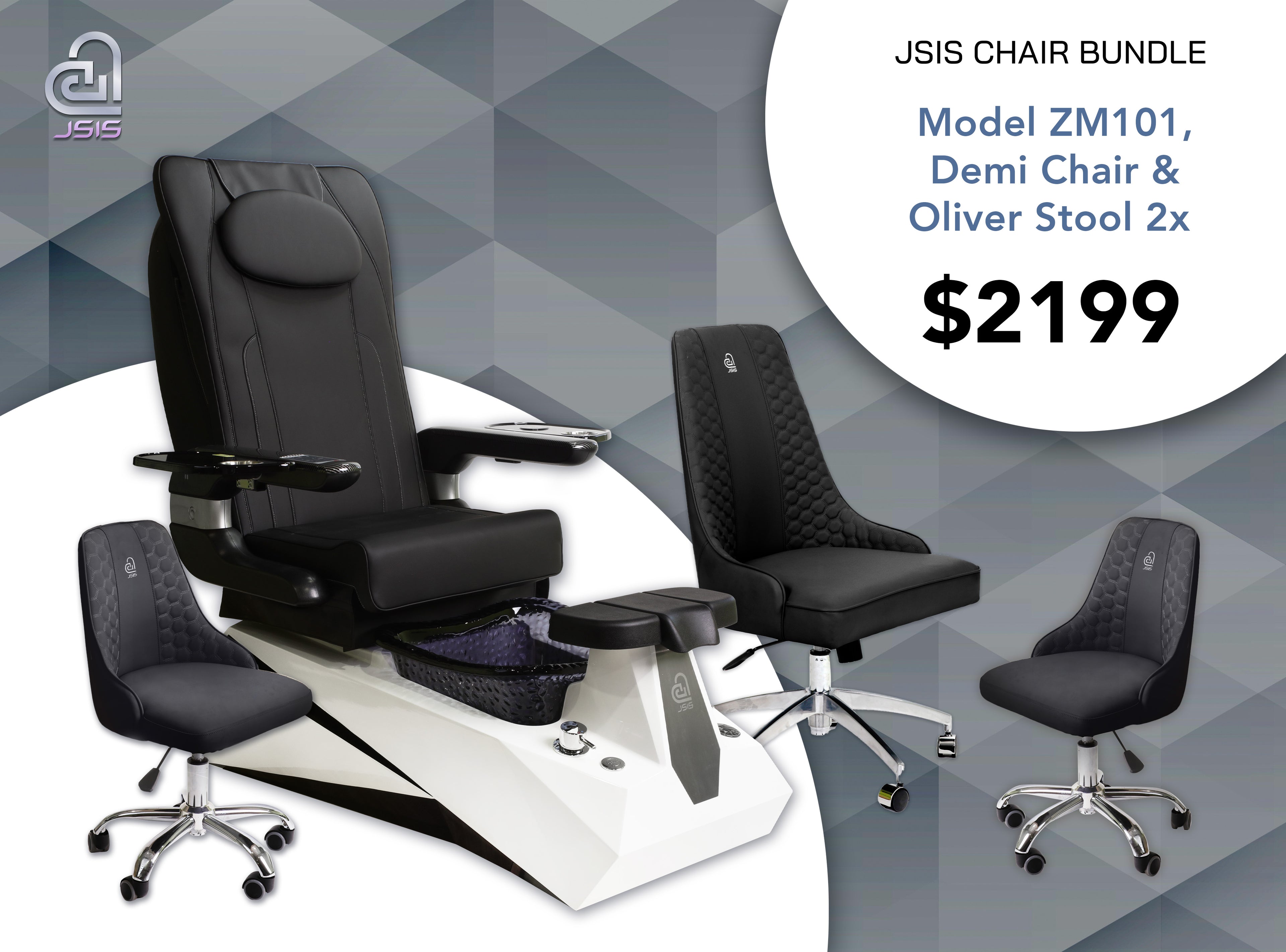 JSIS - Pedicure Spa Chair - ZM101 - FREE Demi & Oliver Stool