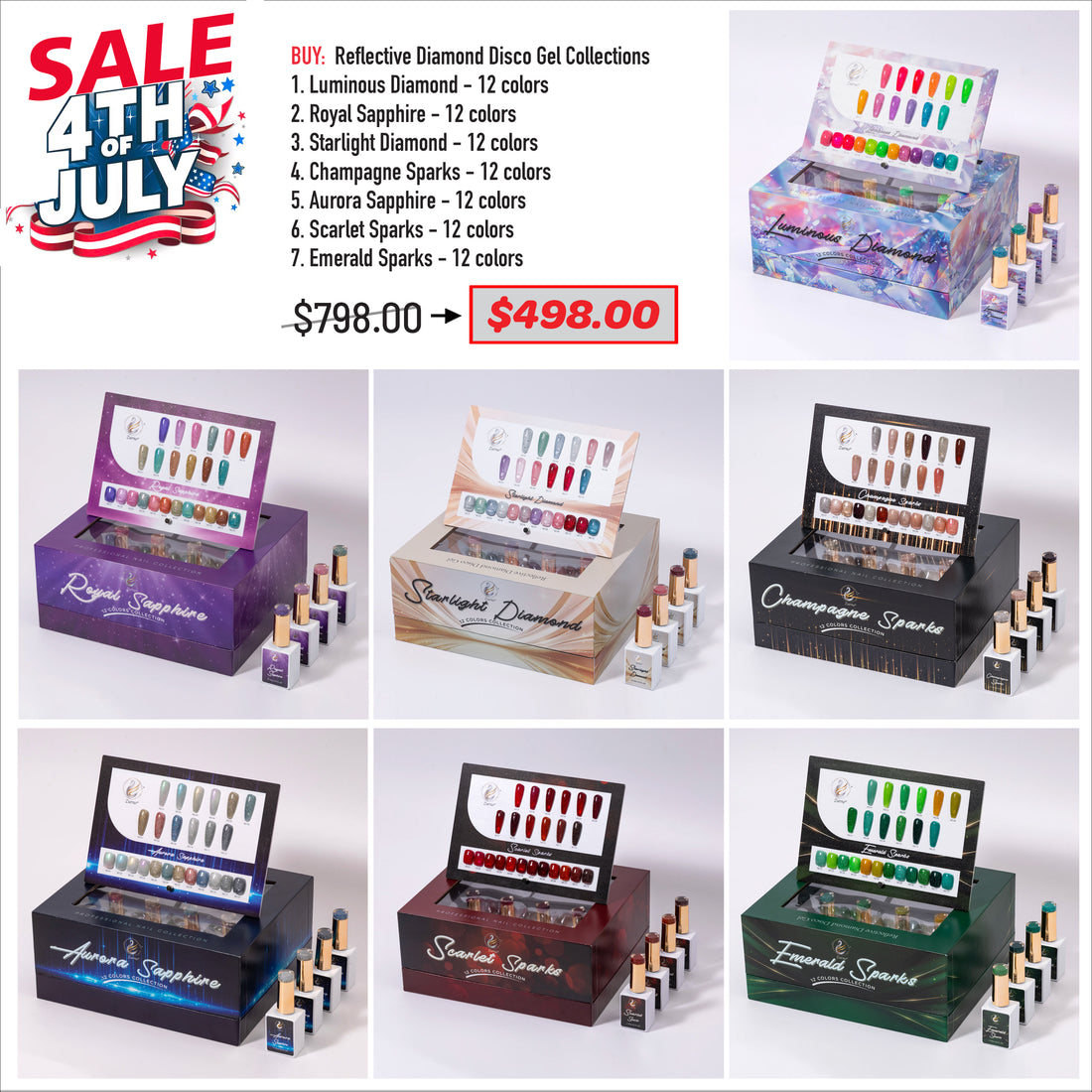 4TH JULY SALE - Reflective Diamond Disco Gel Collections Bundle