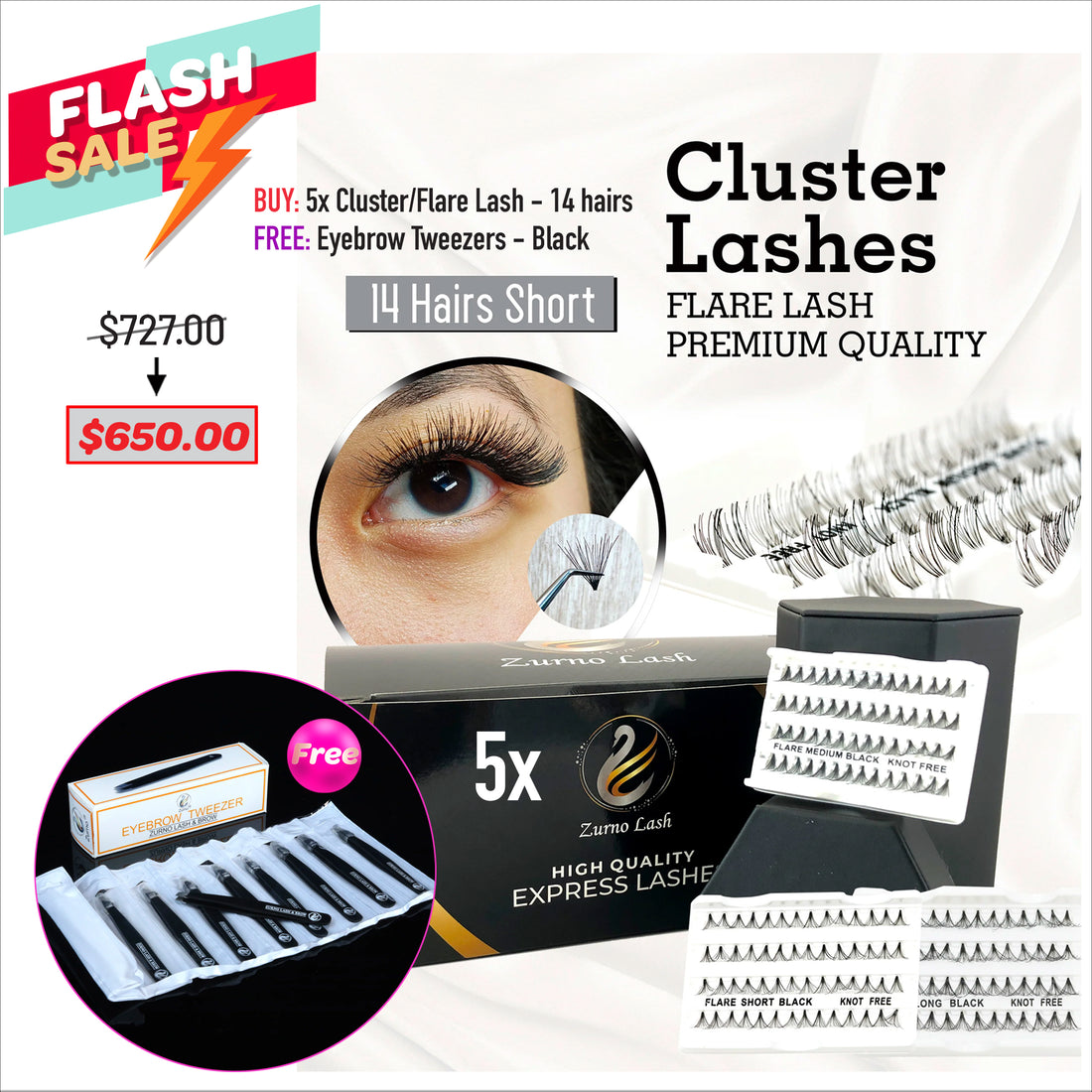 FLASH SALE - Cluster/Flare Lash - 14 Hair - Bundle