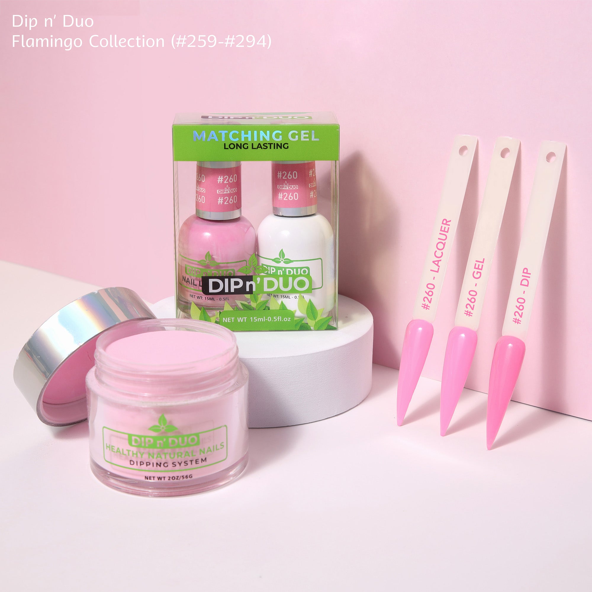 Dip n Duo Flamingo Collection Color 260 Gel polish Nail Lacquer Dipping Powder