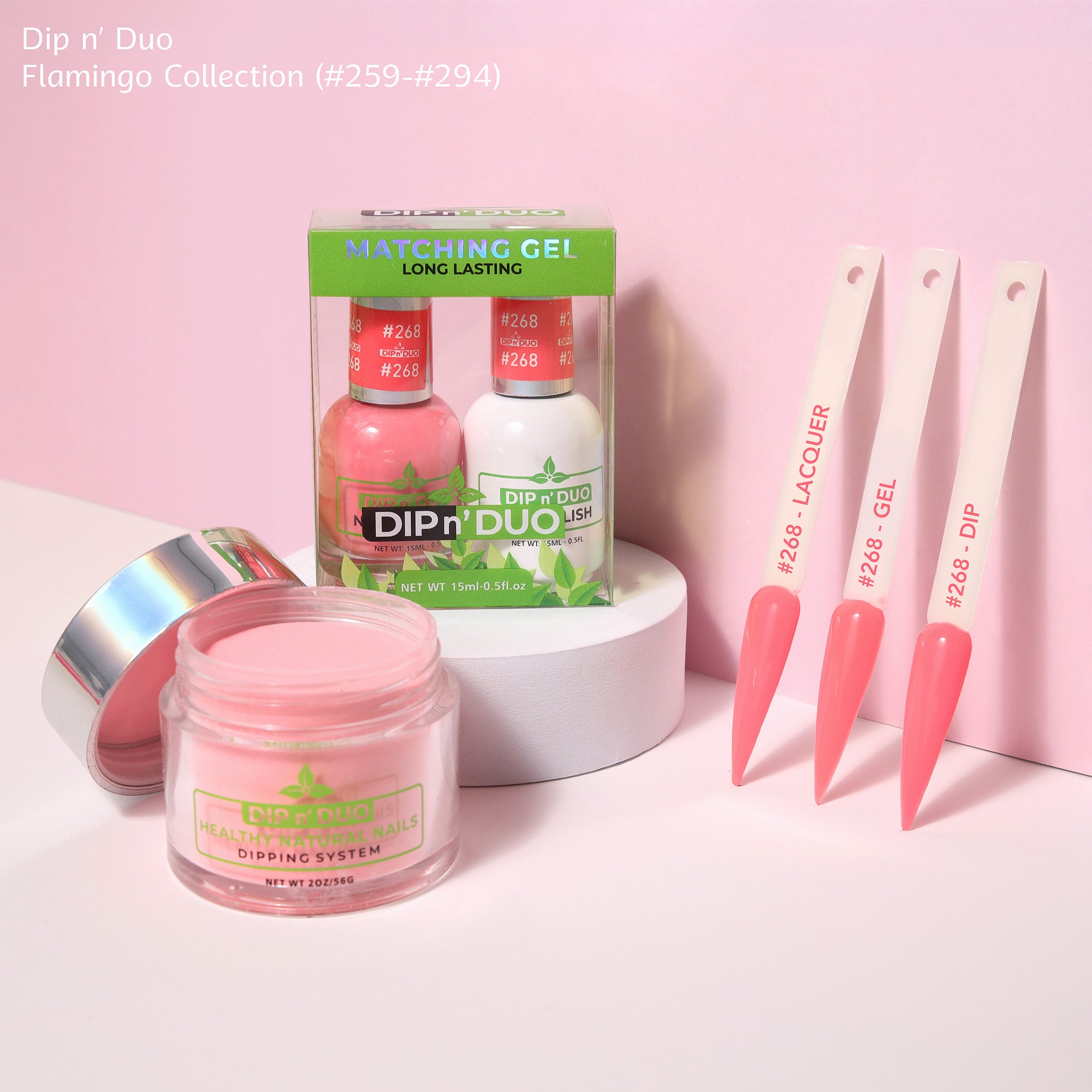 Dip n Duo Flamingo Collection Color 268 Gel polish Nail Lacquer Dipping Powder