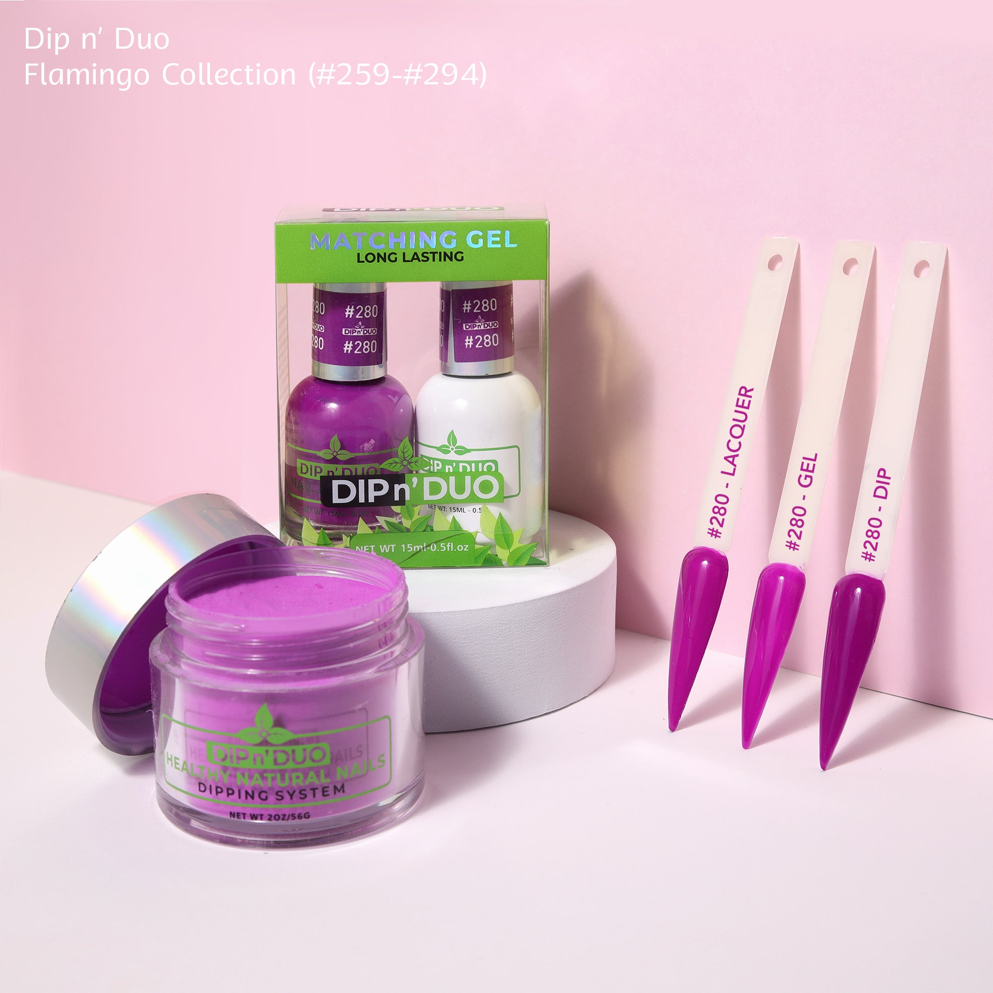 Dip n Duo Flamingo Collection Color 280 Gel polish Nail Lacquer Dipping Powder