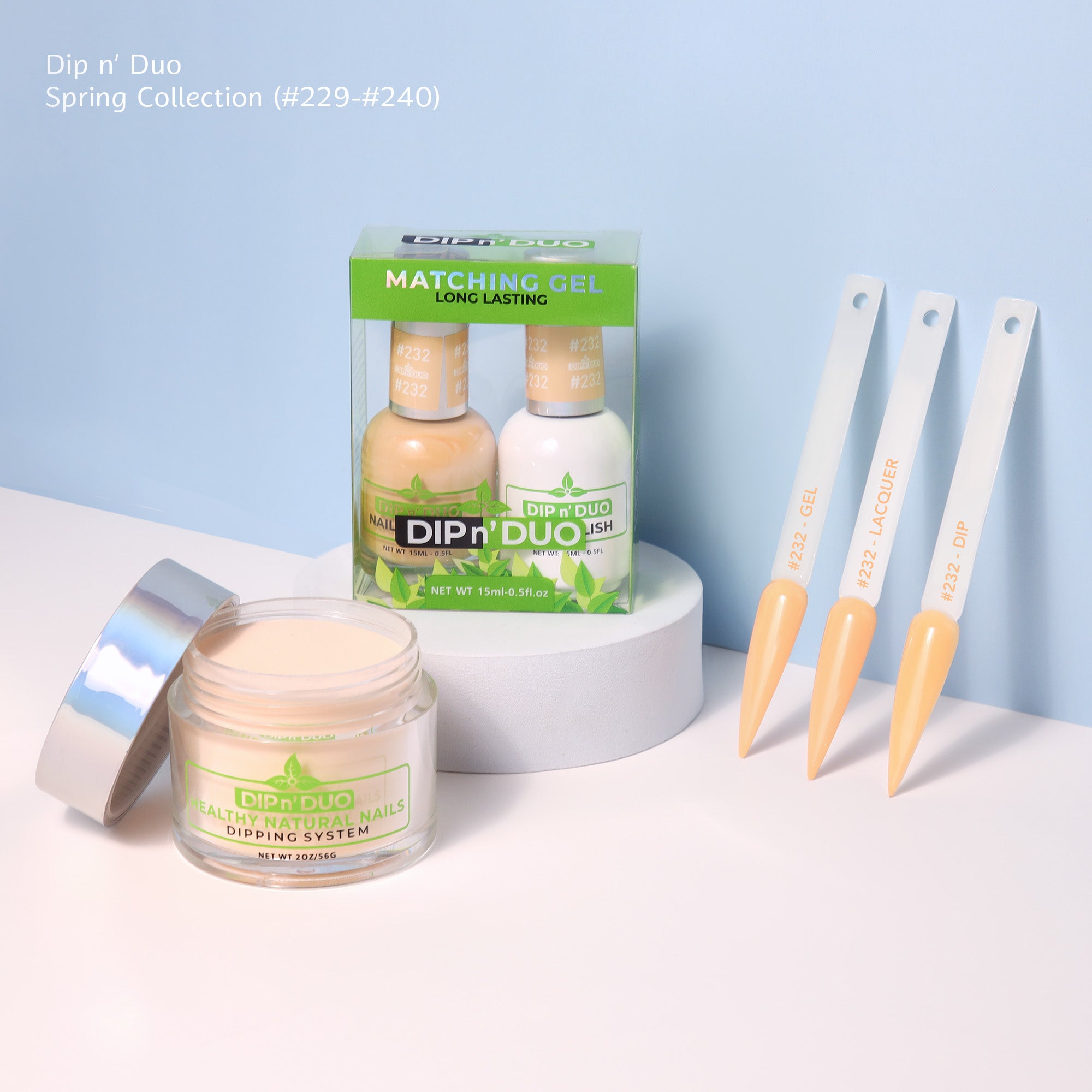 Dip n Duo Spring Collection – Light Orange Gel Polish, Nail Lacquer, & Dipping Powder, Color 232