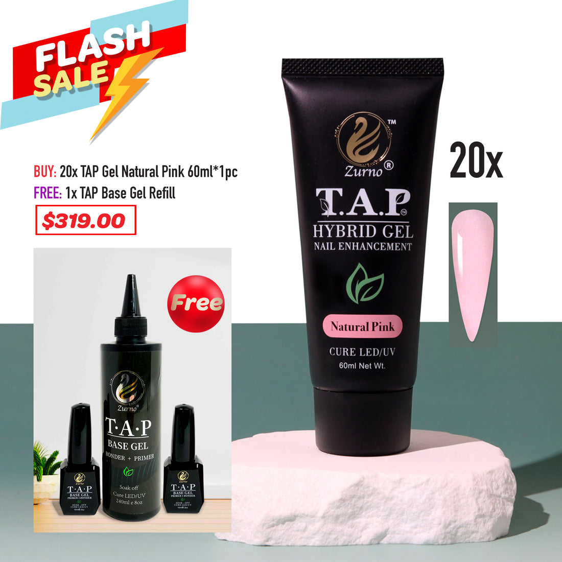FLASH SALE - T.A.P Gel Natural Pink & Base Kit Deal