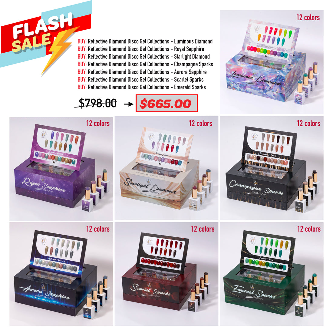 FLASH SALE - Reflective Diamond Disco Gel Bundles