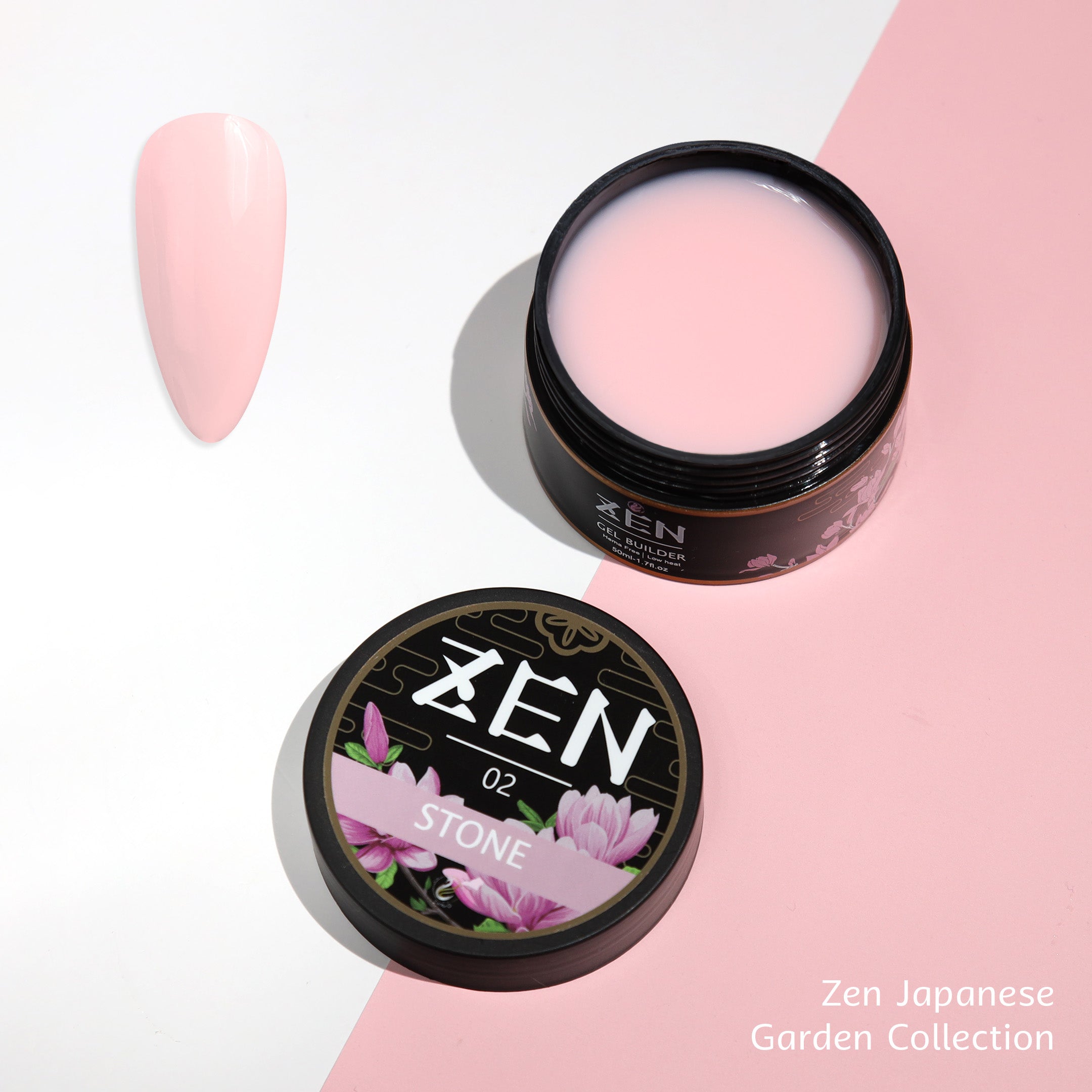 Zen Builder Gel Japanese Garden Collection Color 02 – professional builder gel for creating elegant, natural-looking nails with a soft, subtle hue.