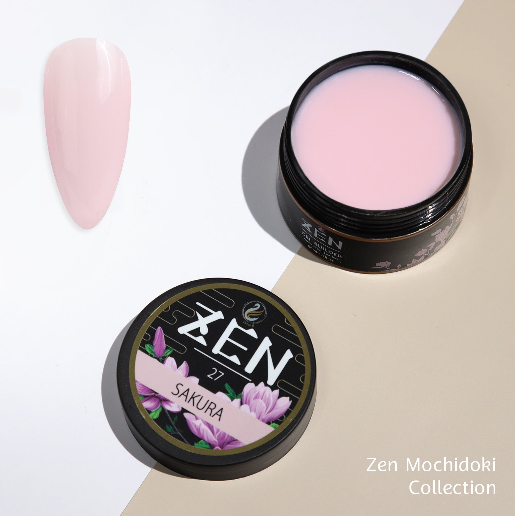 Zen Builder Gel Mochidoki Collection Color 27 – professional builder gel with a soft yet rich, vibrant hue for creating durable, natural-looking nails, perfect for extensions and overlays.