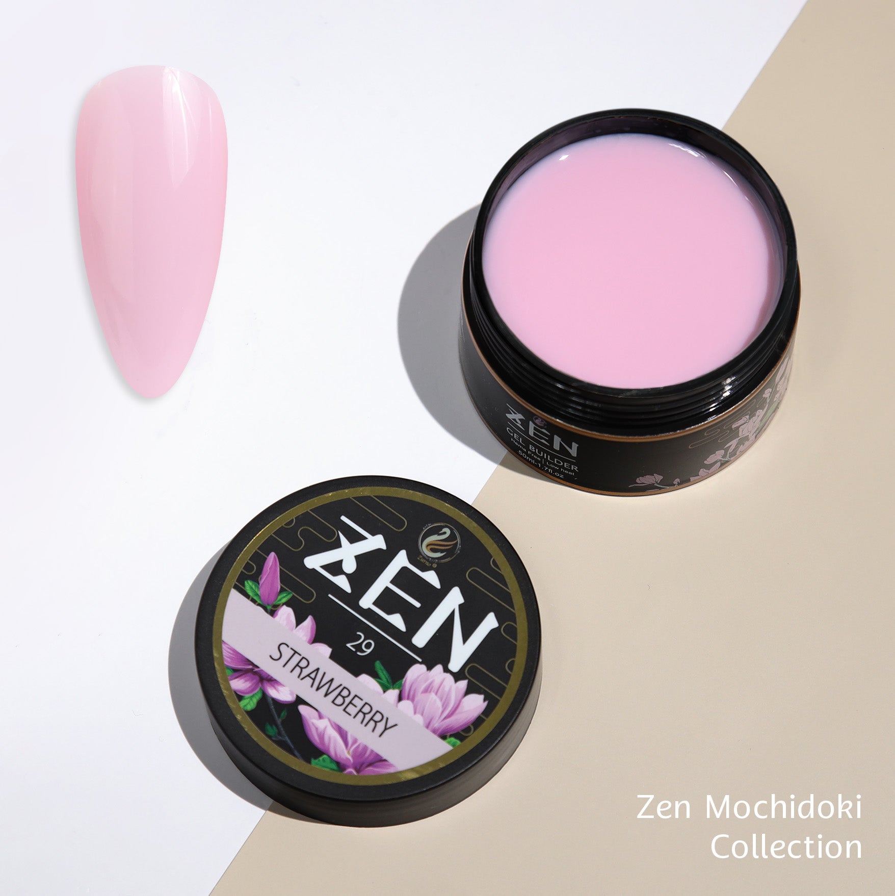 Zen Builder Gel Mochidoki Color 29 – professional builder gel with a soft yet rich, vibrant hue for creating durable, natural-looking nails, perfect for extensions and overlays.