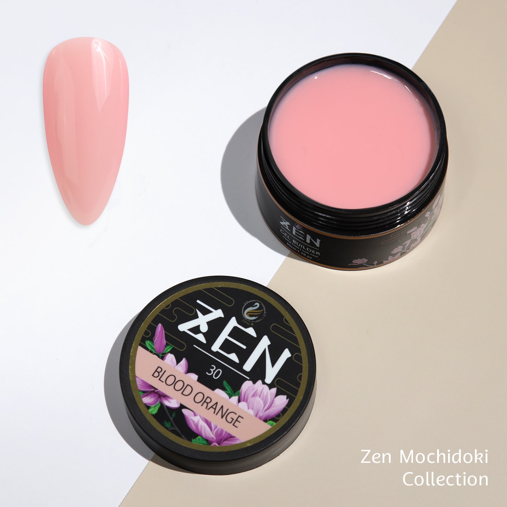 Zen Builder Gel Mochidoki Collection Color 30 – professional builder gel with a soft yet rich, vibrant hue for creating durable, natural-looking nails, perfect for extensions and overlays.