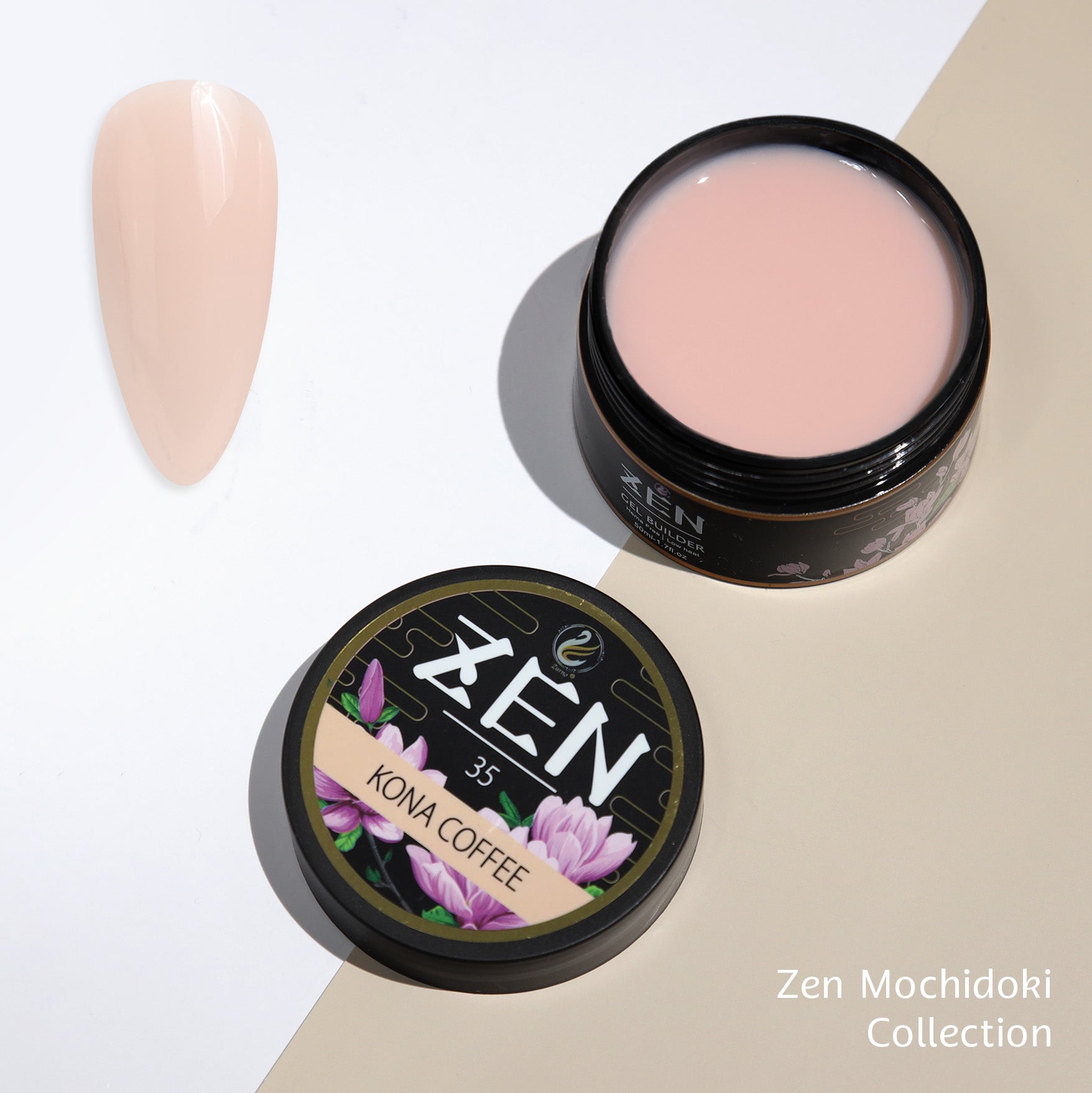 Zen Builder Gel Mochidoki Collection Color 35 – professional builder gel with a soft yet rich, vibrant hue for creating durable, natural-looking nails, perfect for extensions and overlays.