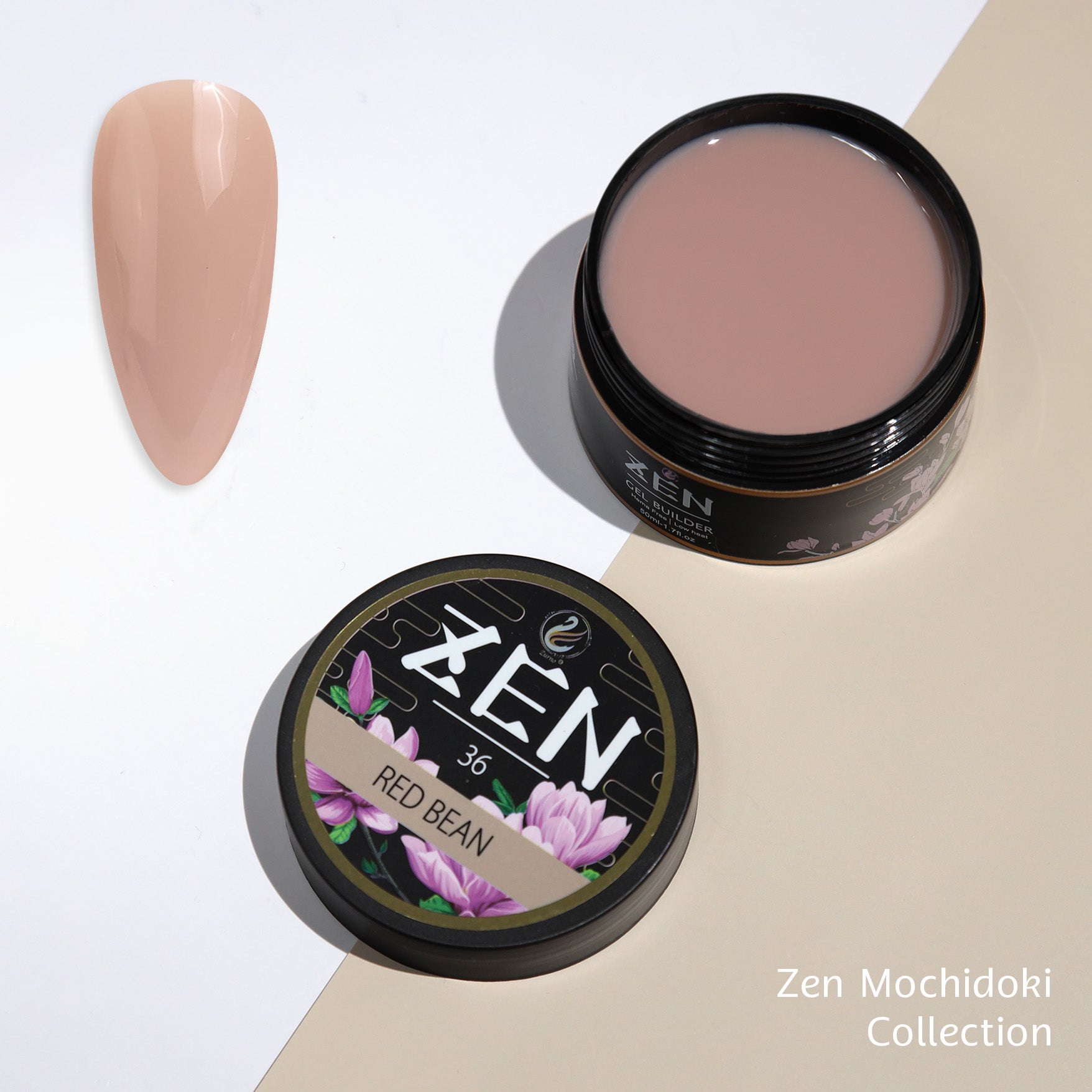 Zen Builder Gel Mochidoki Collection Color 36 – professional builder gel with a soft yet rich, vibrant hue for creating durable, natural-looking nails, perfect for extensions and overlays.