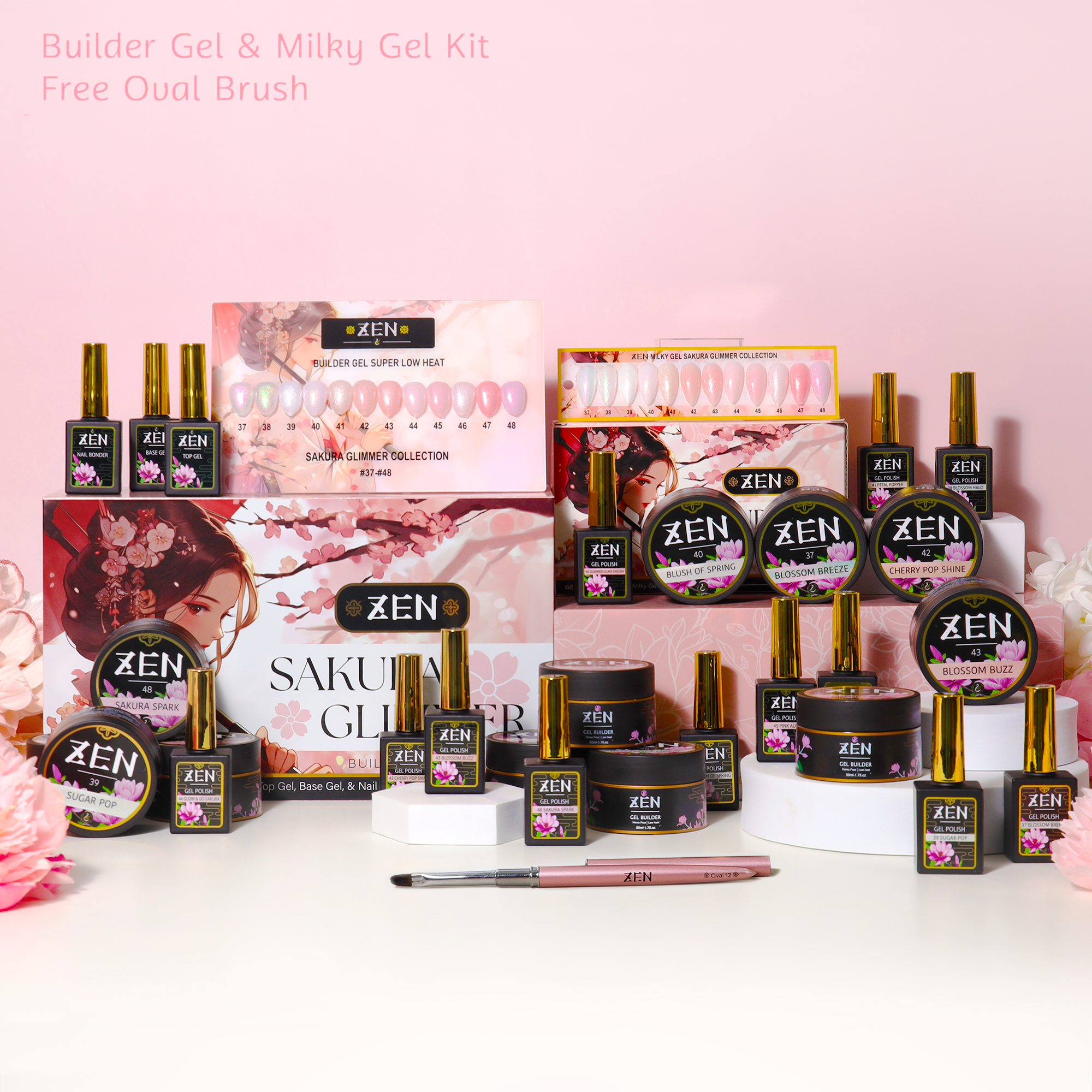 Zen Builder Gel and Milky Gel Kit Sakura Collection