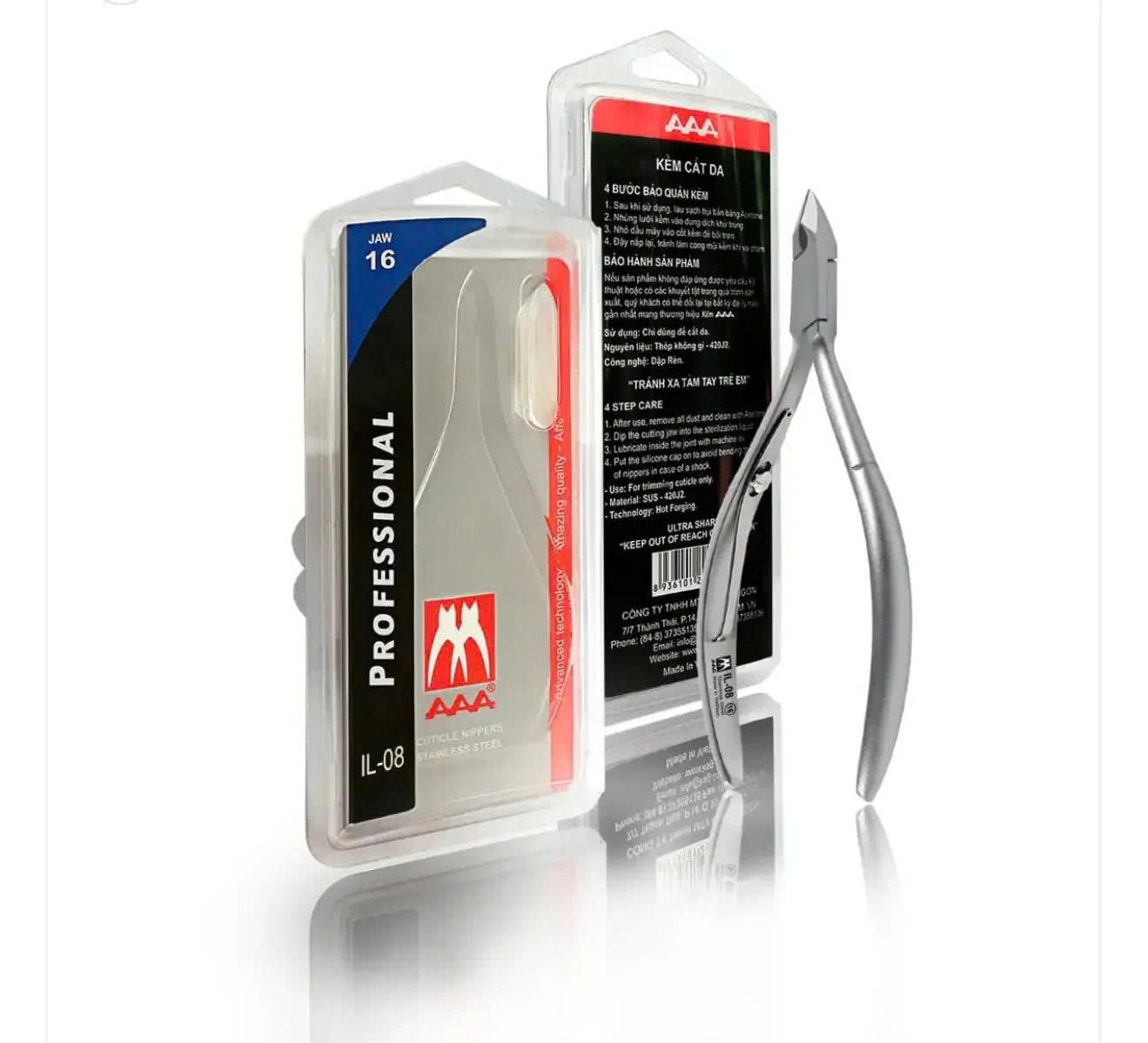 AAA Stainless Steel PRO Cuticle Nippers - IL08-jaw 16