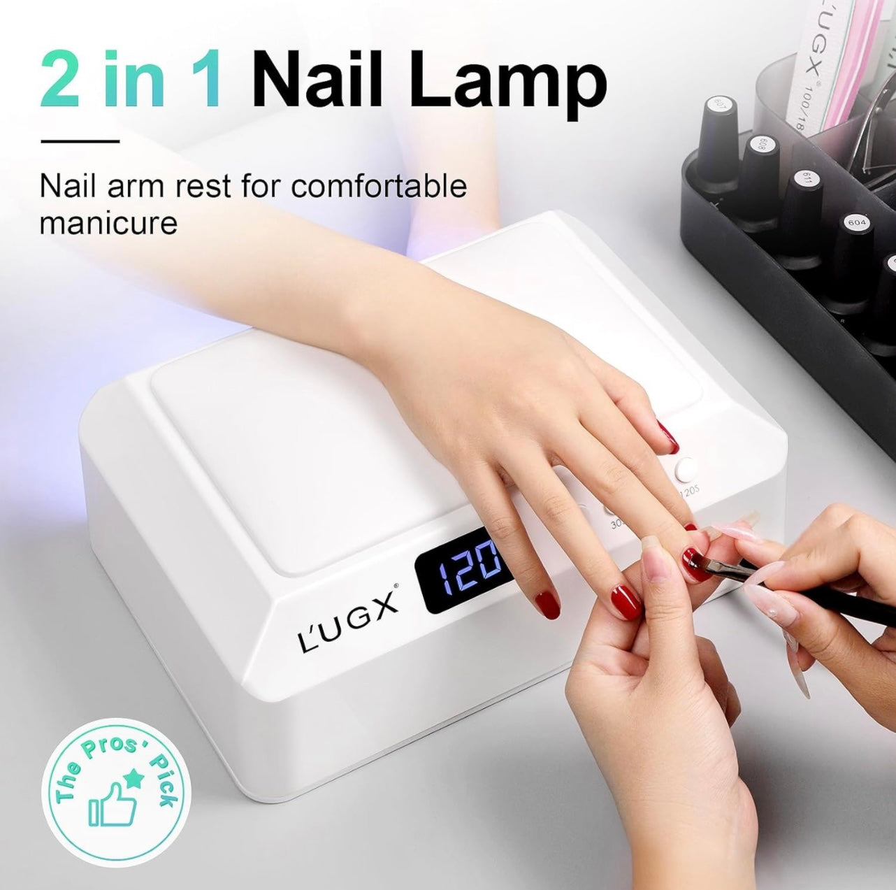 Professional Nail Curing Lamp for Gel Polish Dryer with Arm Rest