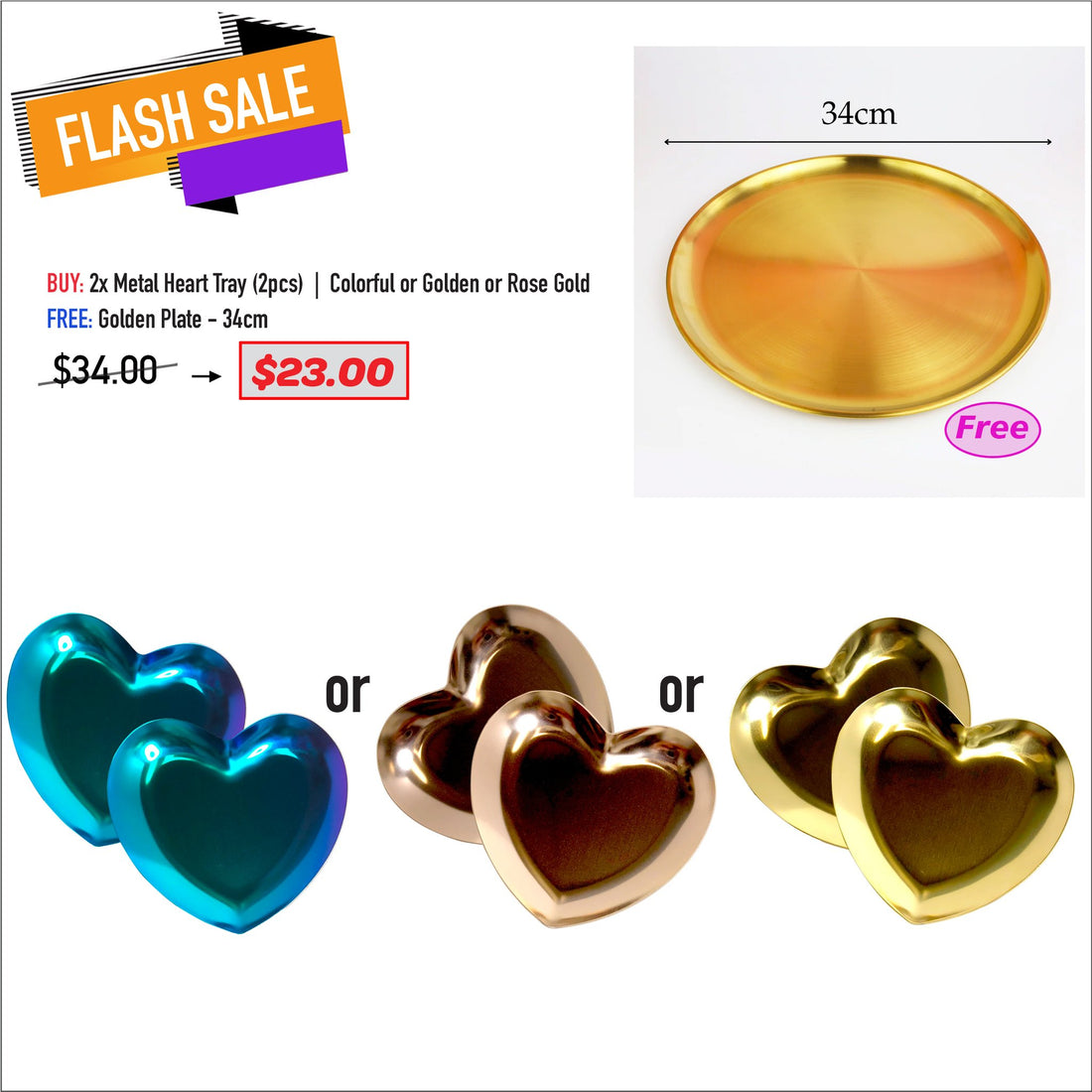 CLEARANCE DEAL - Metal Heart Tray Bundle
