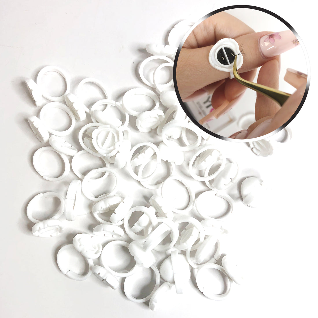 CLEARANCE (NO REFUND/ NO RETURN) - Lash Tool - Glue Holder - Heart Ring - 100 pcs