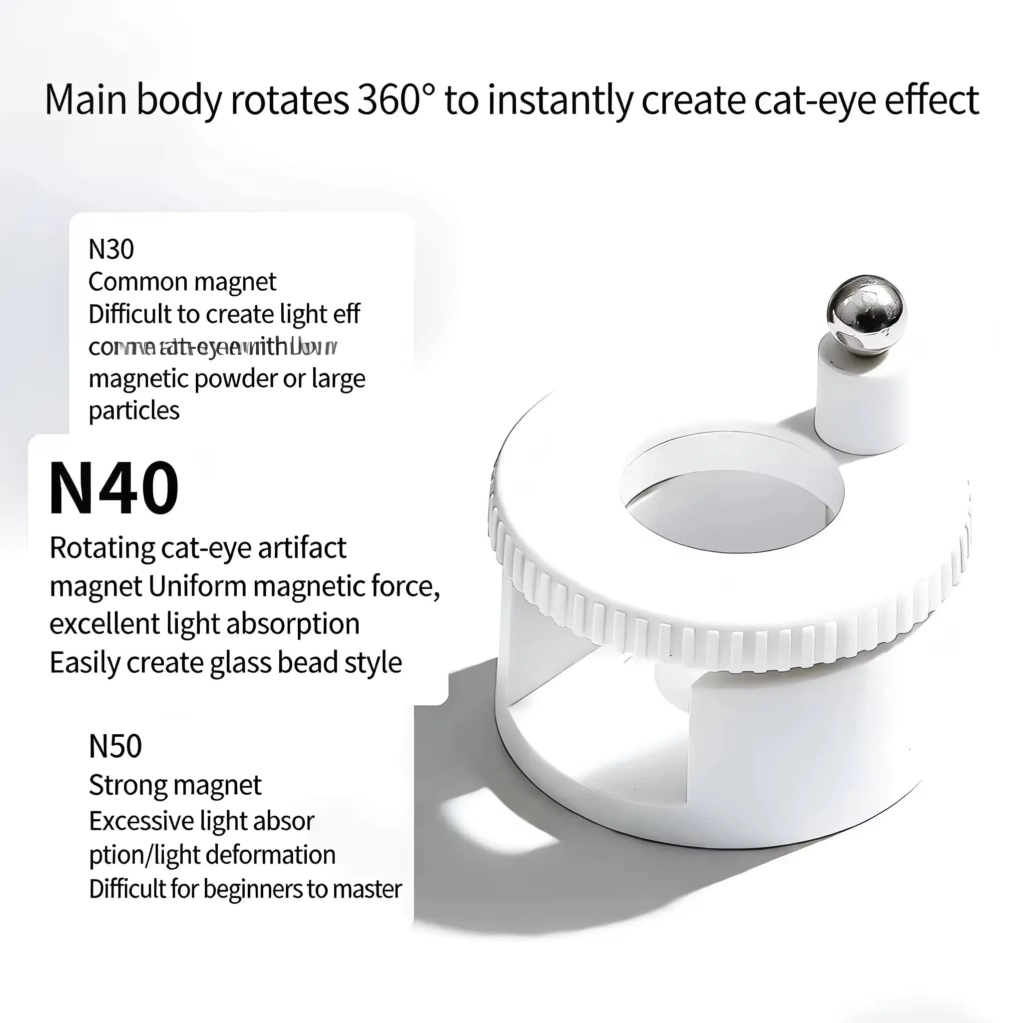 Rotating Magnet Moonlight Cat Eye- White
