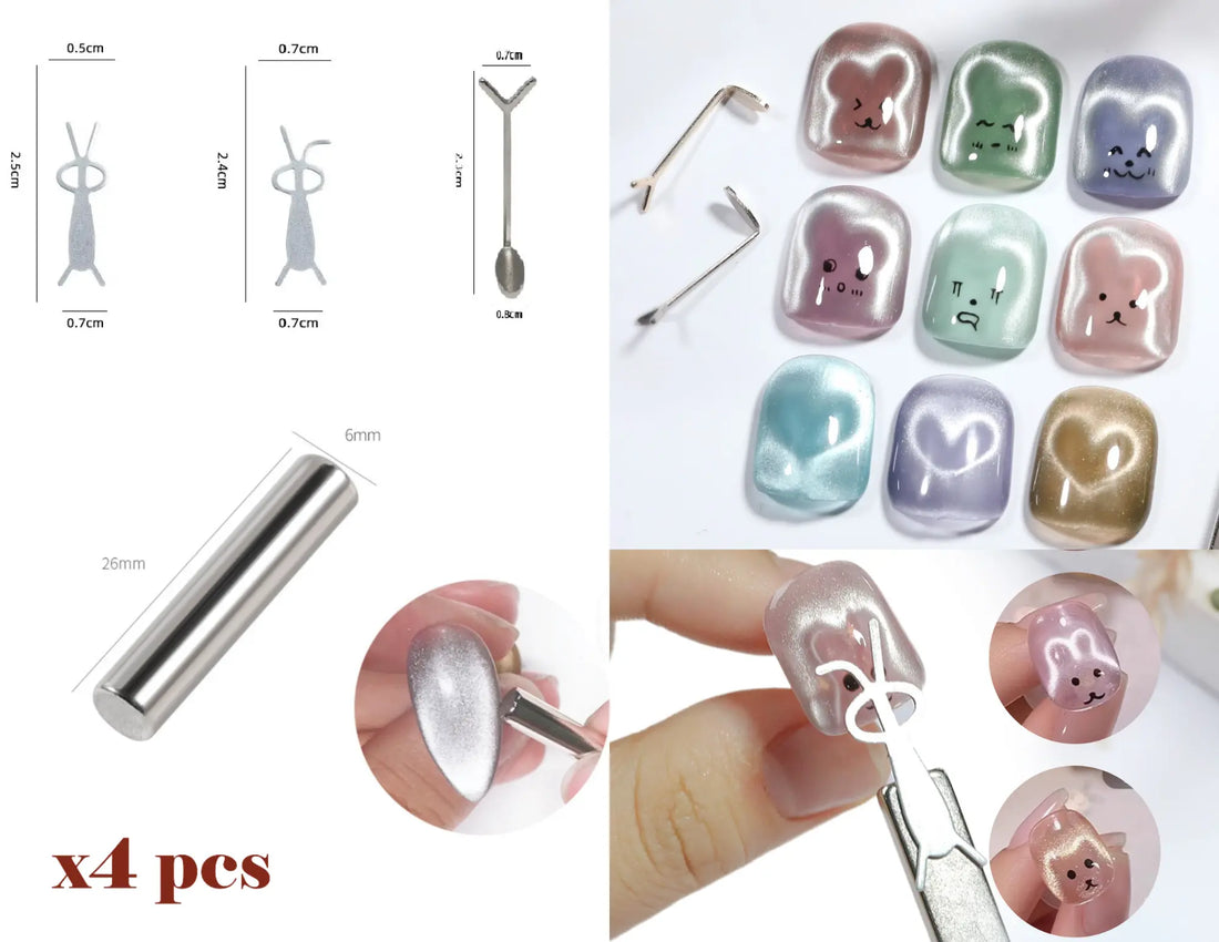 Magnet Cateye design Heart-Shaped &amp; Rabbit-eared - Set of 7pcs