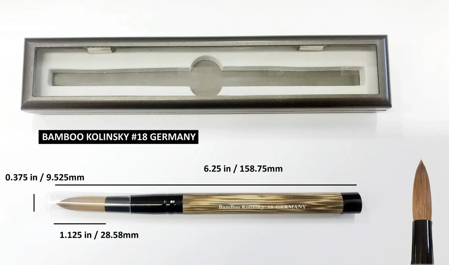 100% Bamboo Kolinsky Hair Acrylic Uncrimped GERMANY Brush (