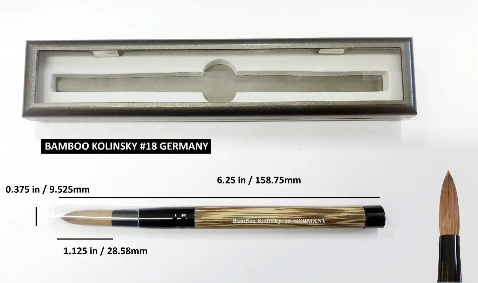 100% Bamboo Kolinsky Hair Acrylic Uncrimped GERMANY Brush (