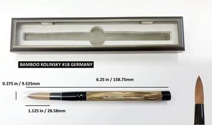 100% Bamboo Kolinsky Hair Acrylic Uncrimped GERMANY Brush (