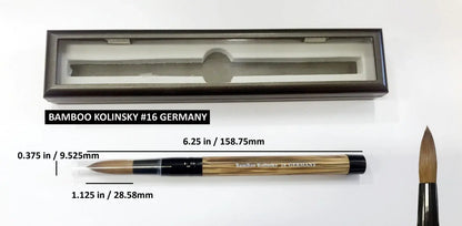 100% Bamboo Kolinsky Hair Acrylic Uncrimped GERMANY Brush (