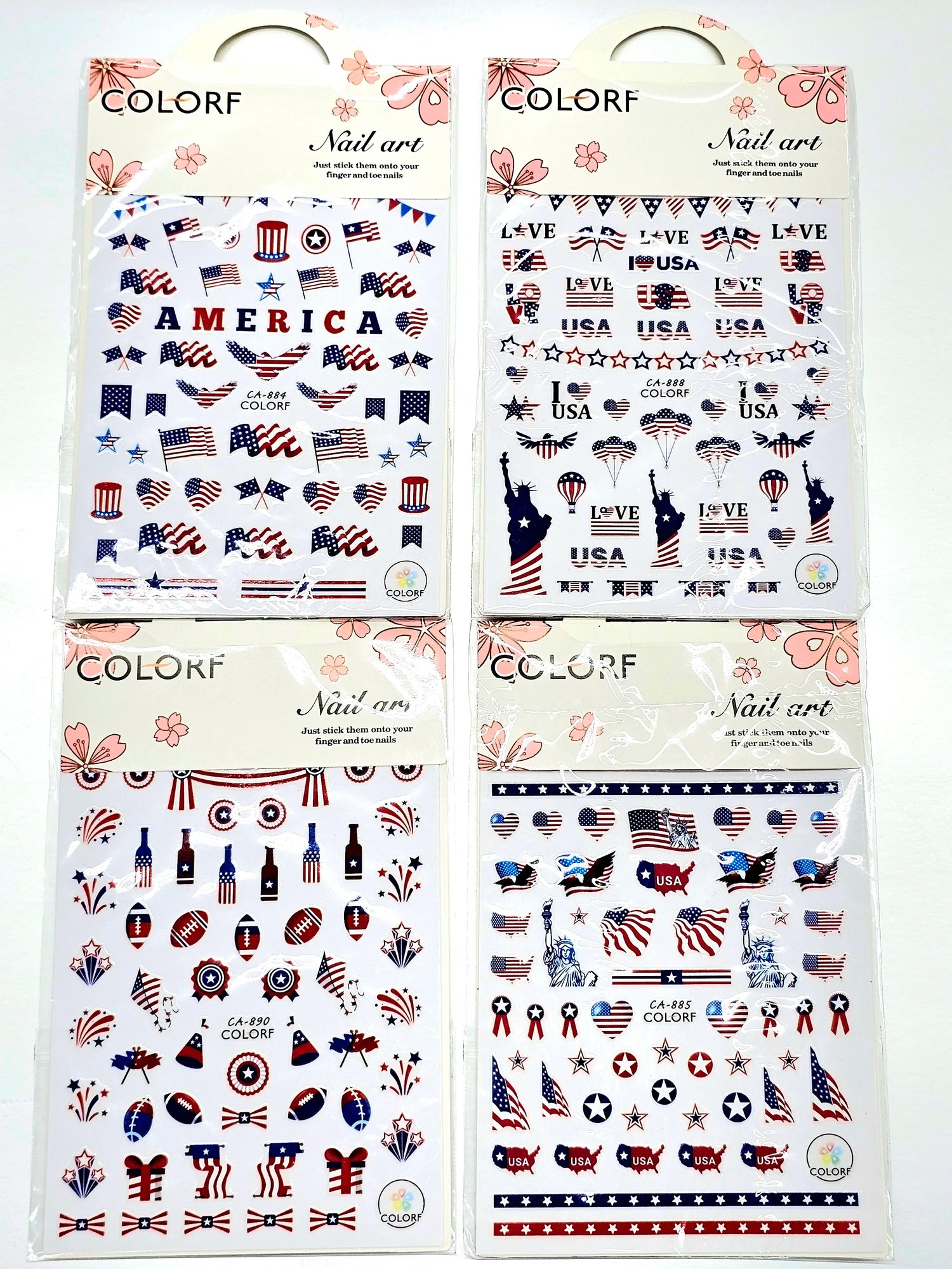 July 4th Nail Art Stickers - Set of 4