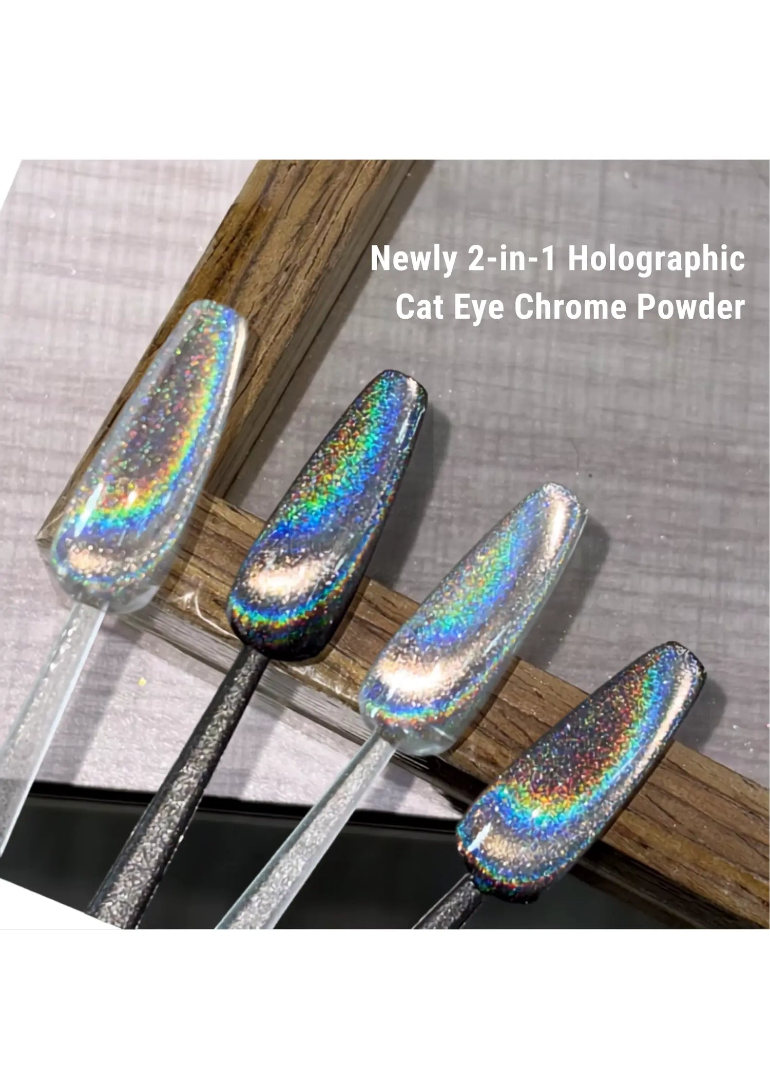 KIRIN 2-in-1 Holographic Cat Eye Magnetic Chrome Powder