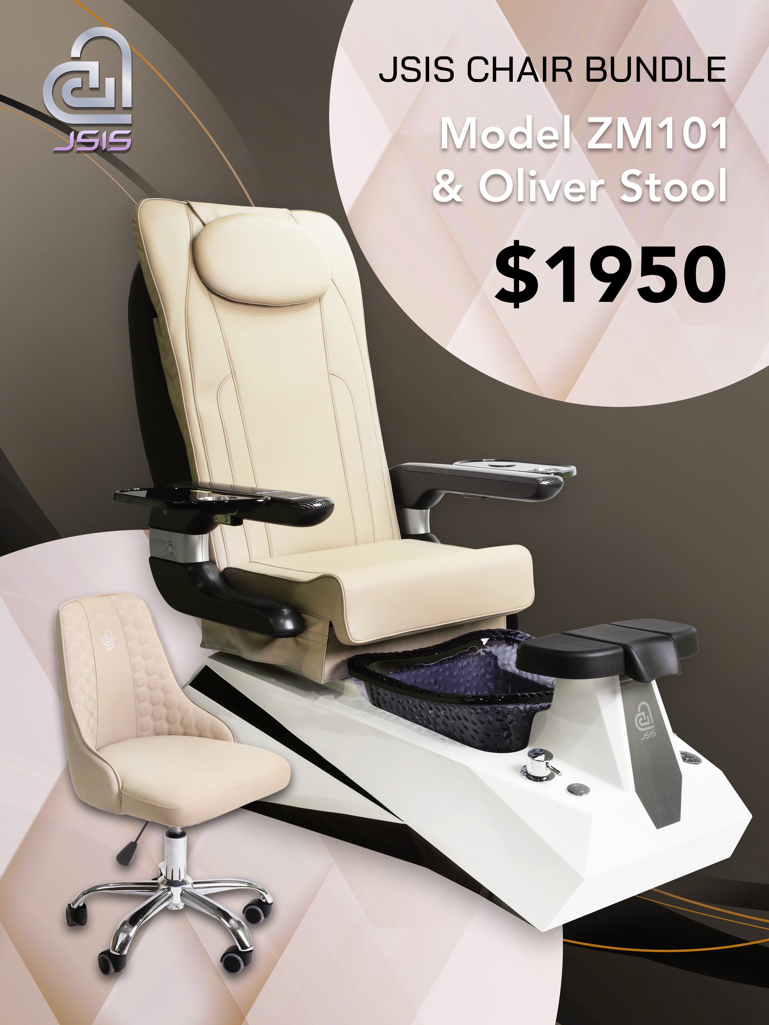 JSIS - Pedicure Spa Chair - ZM101 - FREE Oliver Stool