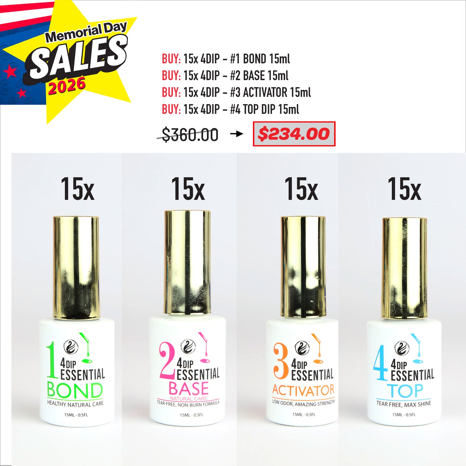 MEMORIAL DAY DEAL - 4DIP - 15ml Bundle