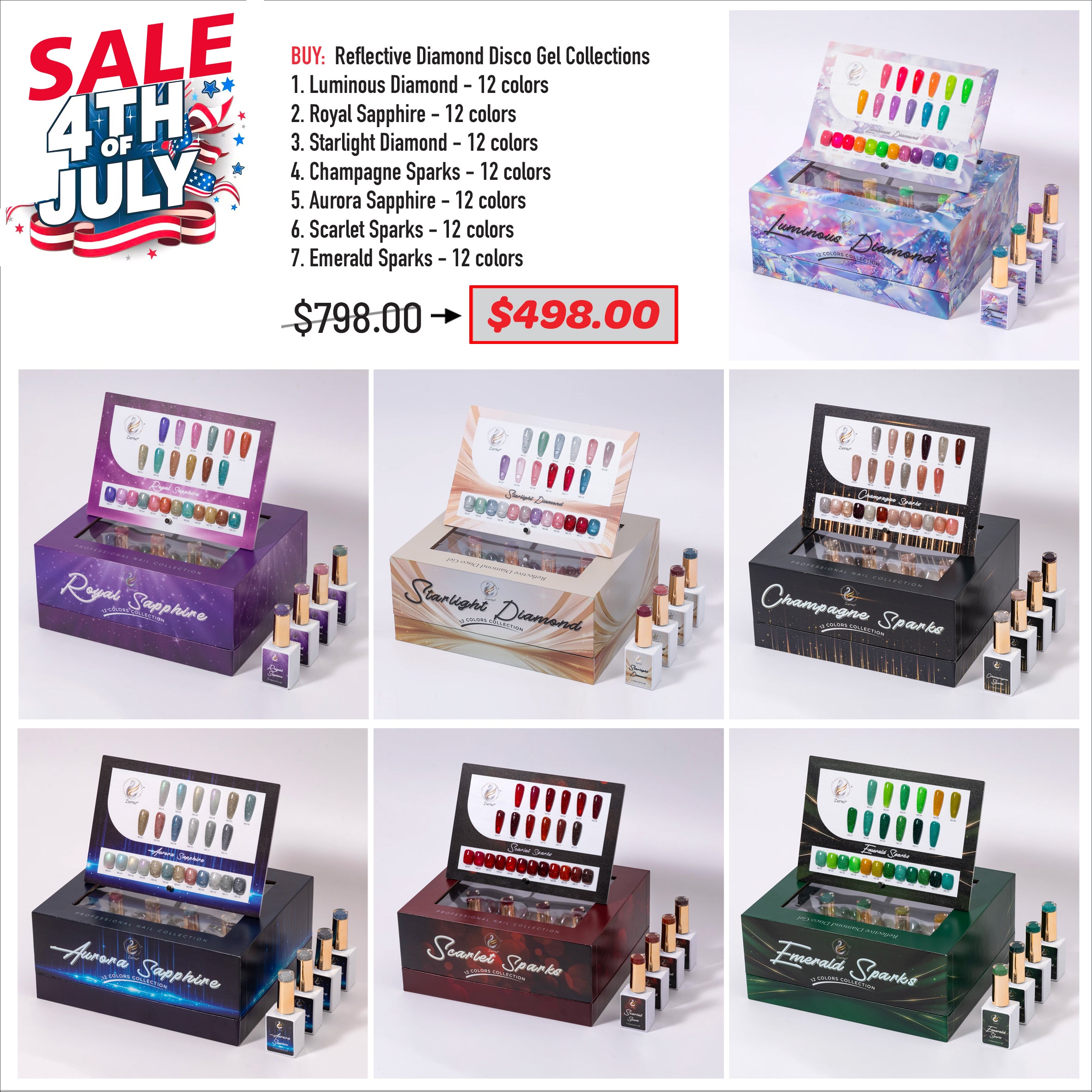 4TH JULY SALE - Reflective Diamond Disco Gel Collections Bundle