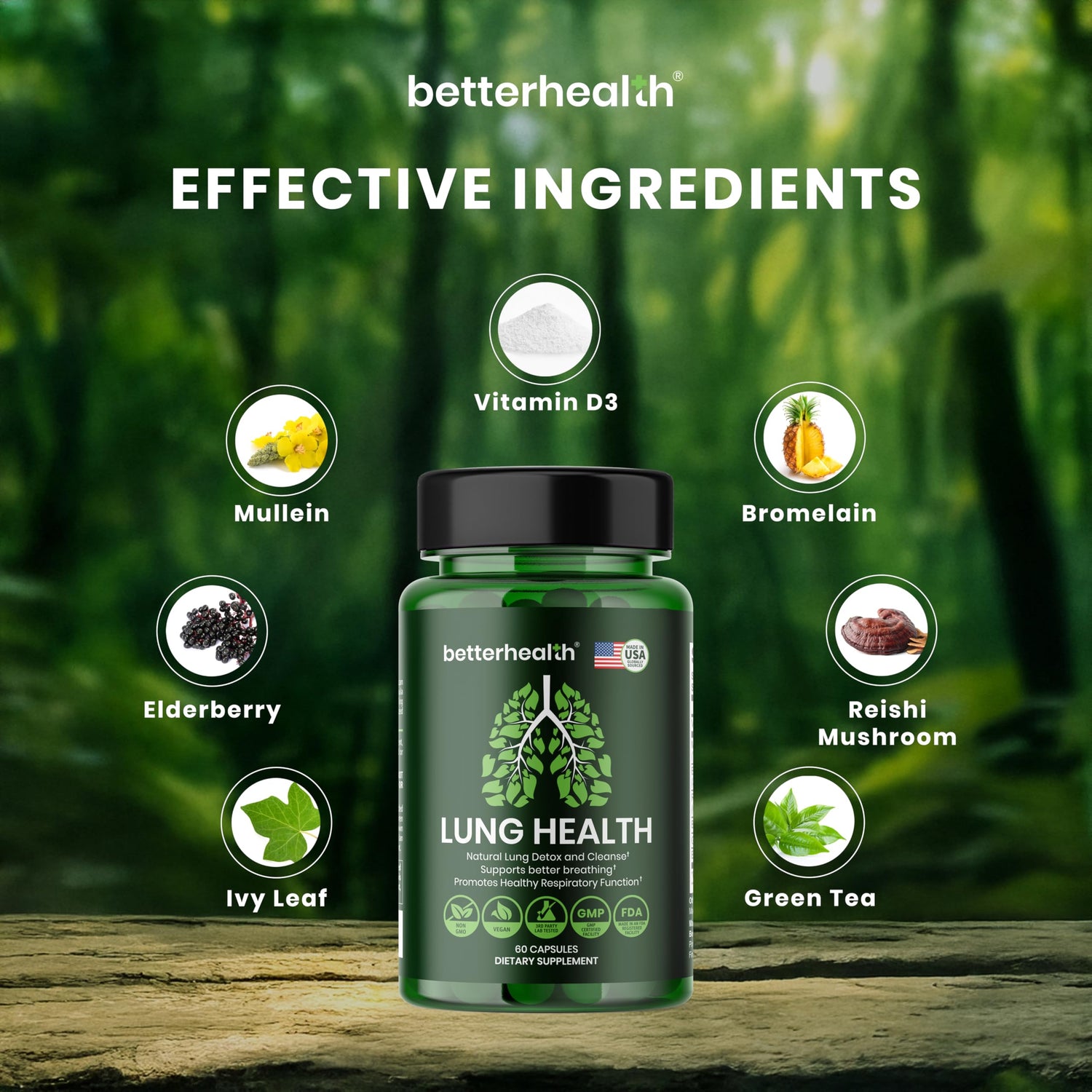 Made in USA Lung Health Daily Respiratory Health Supplement