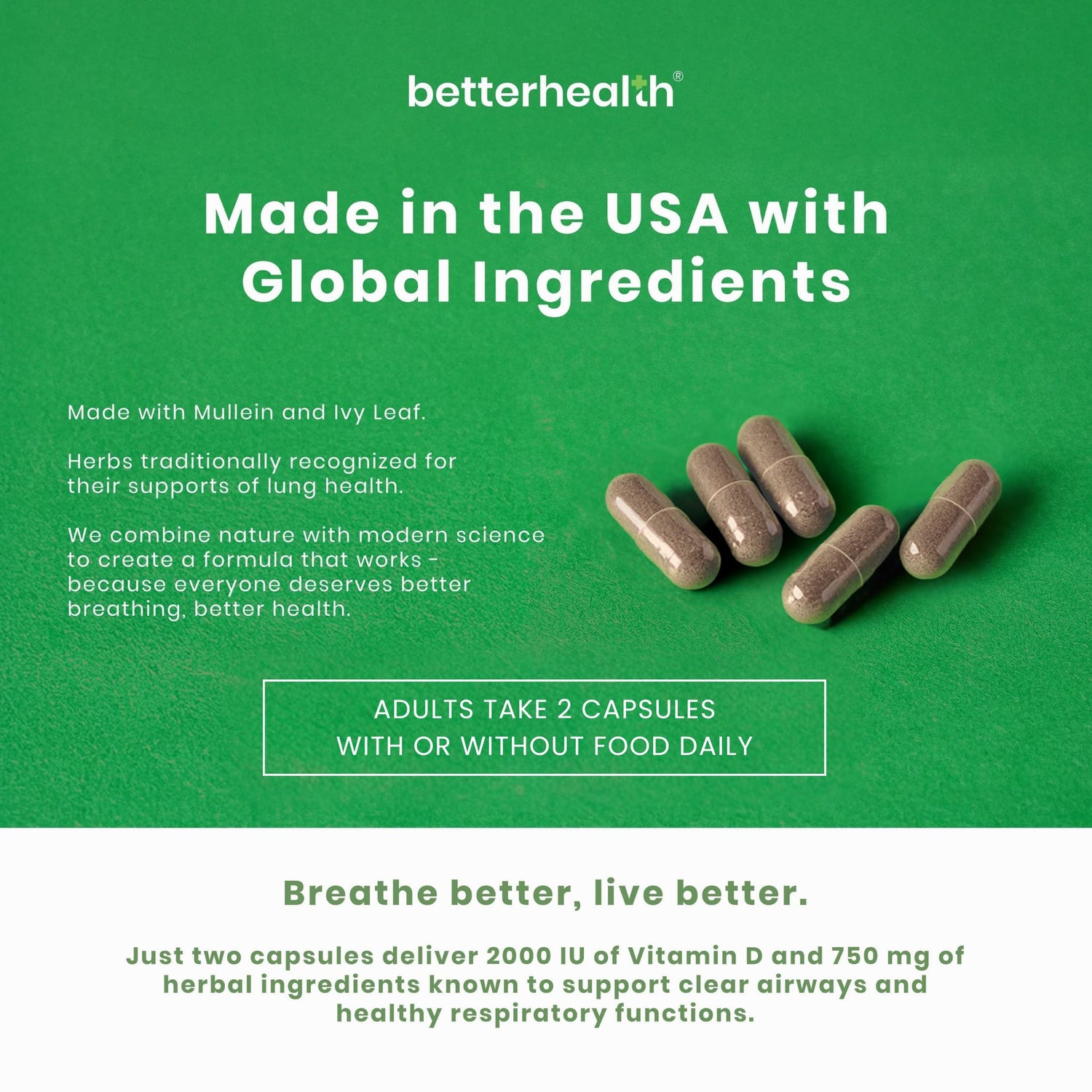 Made in USA Lung Health Daily Respiratory Health Supplement