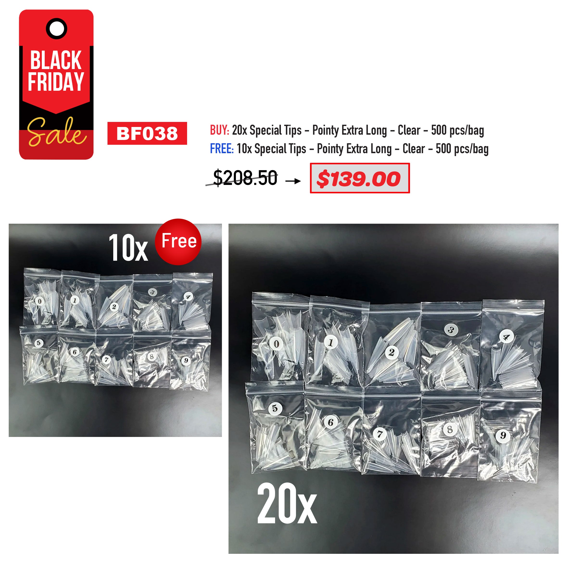 BLACK FRIDAY - Pointy Clear Tips Bags Bundle