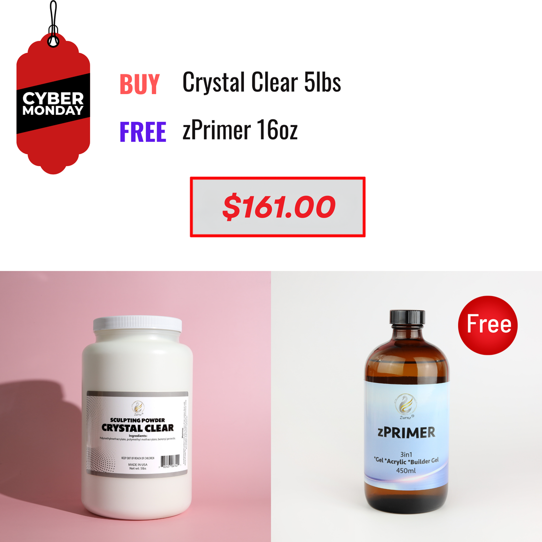 CYBER MONDAY SALE - Natural Pink OR Crystal Clear 5lbs &amp; zPrimer Bundle