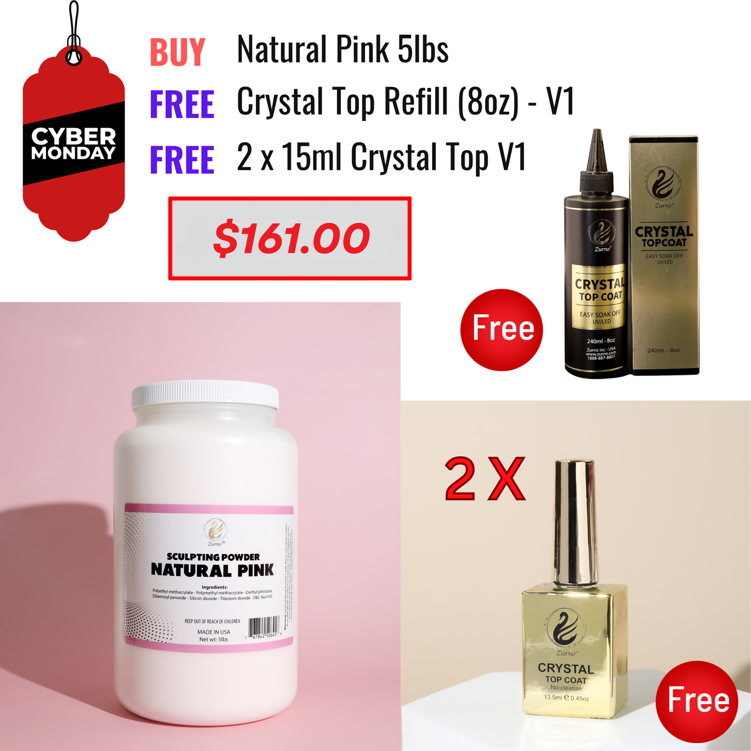CYBER MONDAY SALE - Natural Pink 5lbs OR Crystal Clear 5lbs &amp; Crystal Top Bundle