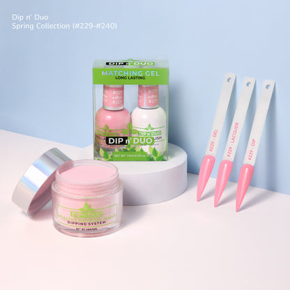 Dip n Duo Spring Collection – Watermelon Pink Gel Polish, Nail Lacquer, &amp; Dipping Powder, Color 229