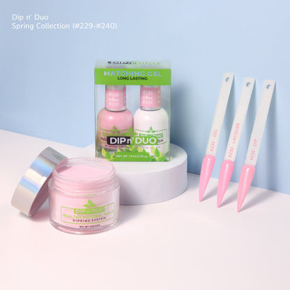 Dip n Duo Spring Collection – Light Pink Gel Polish, Nail Lacquer, &amp; Dipping Powder, Color 230