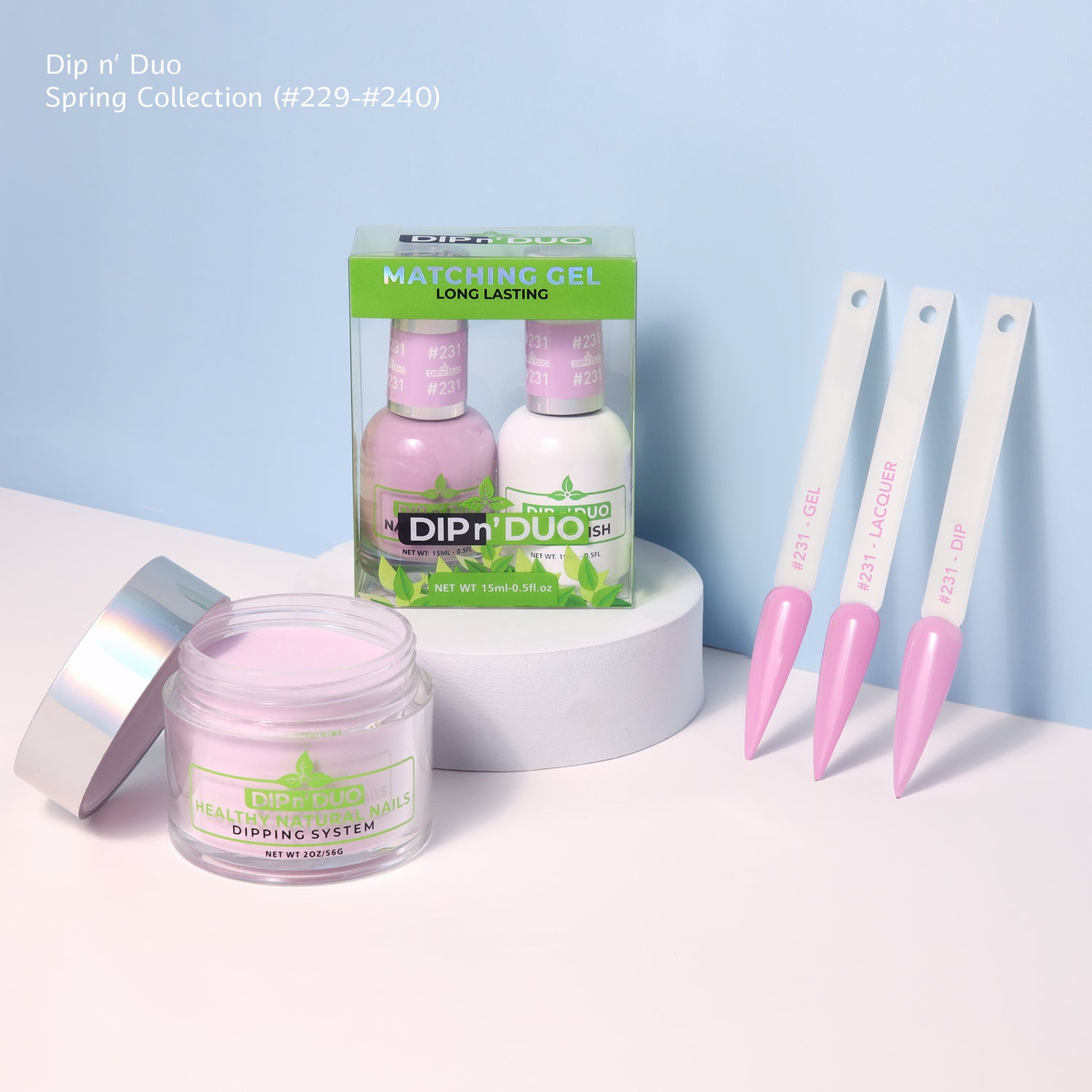 Dip n Duo Spring Collection – Light Purple Gel Polish, Nail Lacquer, &amp; Dipping Powder, Color 231