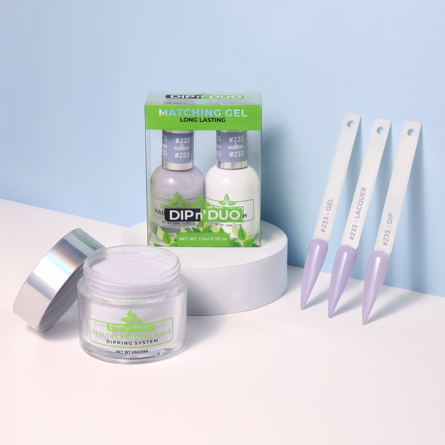 Dip n Duo Spring Collection – Light Taro Purple Pink Gel Polish, Nail Lacquer, &amp; Dipping Powder, Color 233