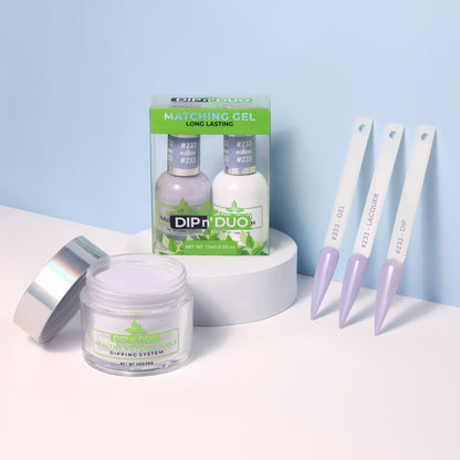 Dip n Duo Spring Collection – Light Taro Purple Pink Gel Polish, Nail Lacquer, &amp; Dipping Powder, Color 233