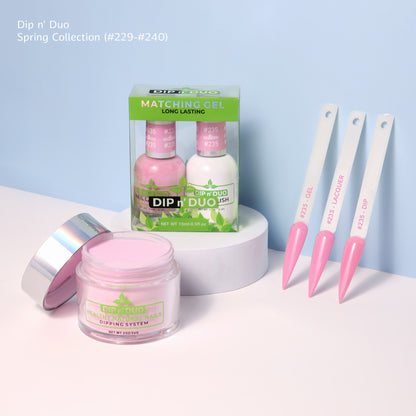 Dip n Duo Spring Collection – Bubblegum Pink Gel Polish, Nail Lacquer, &amp; Dipping Powder, Color 235