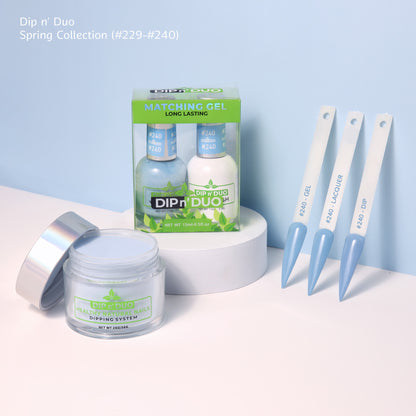 Dip n Duo Spring Collection – Blue Sky Gel Polish, Nail Lacquer, &amp; Dipping Powder, Color 240