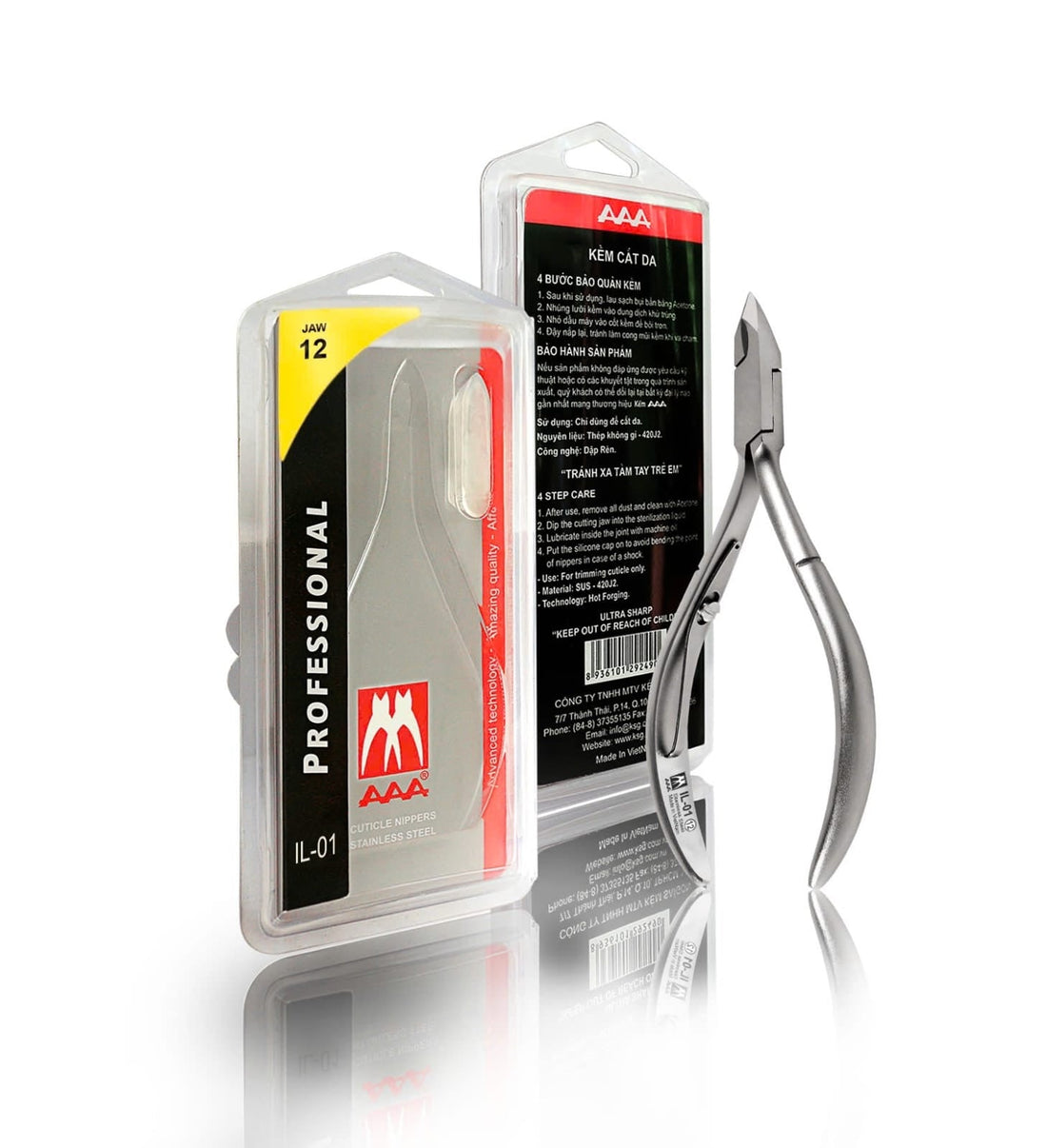 AAA Stainless Steel PRO Cuticle Nippers - IL01-jaw 16