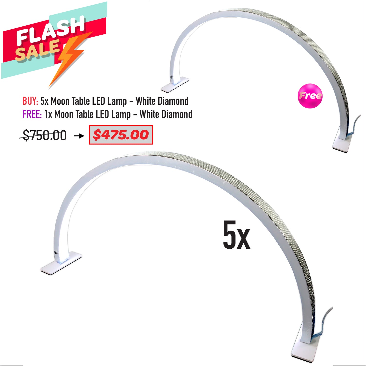 FLASH SALE - Moon Table LED Lamp - White Diamond